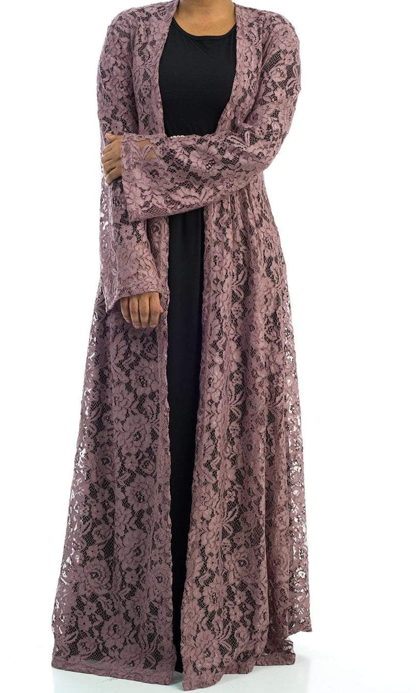 Mauve Lace Maxi Cardigan Kabayare