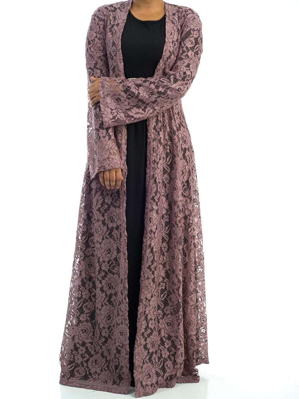 Mauve Lace Maxi Cardigan Kabayare