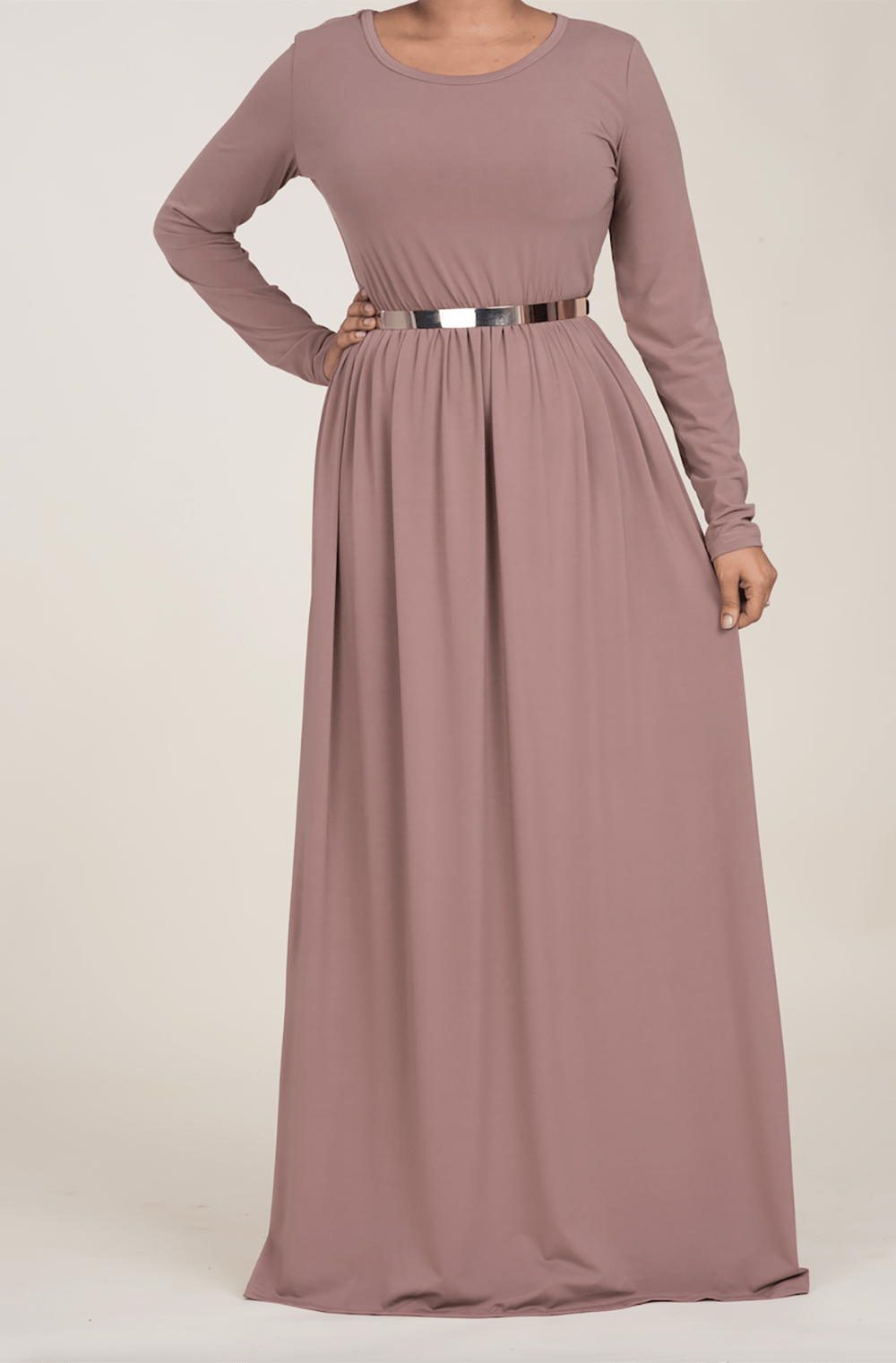 Mauve Milk Silk Maxi Dress / Pockets Kabayare