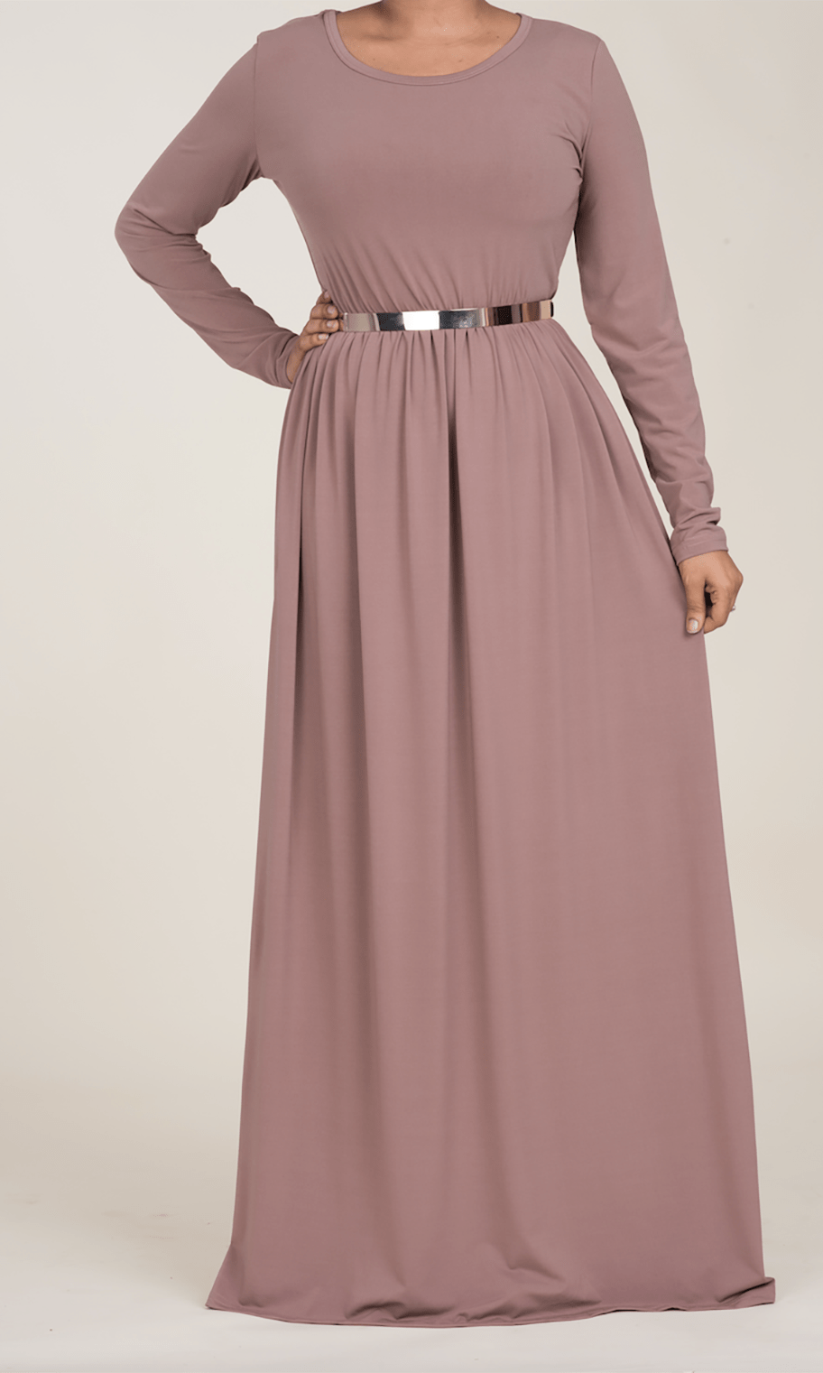 Mauve Milk Silk Maxi Dress / Pockets Kabayare