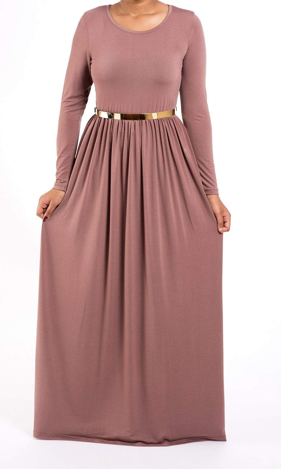 Mauve Milk Silk Maxi Dress / Pockets Kabayare