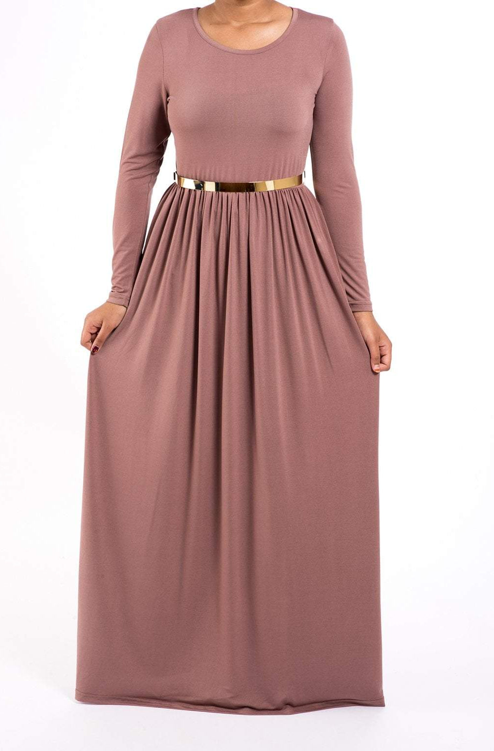 Mauve Milk Silk Maxi Dress / Pockets Kabayare
