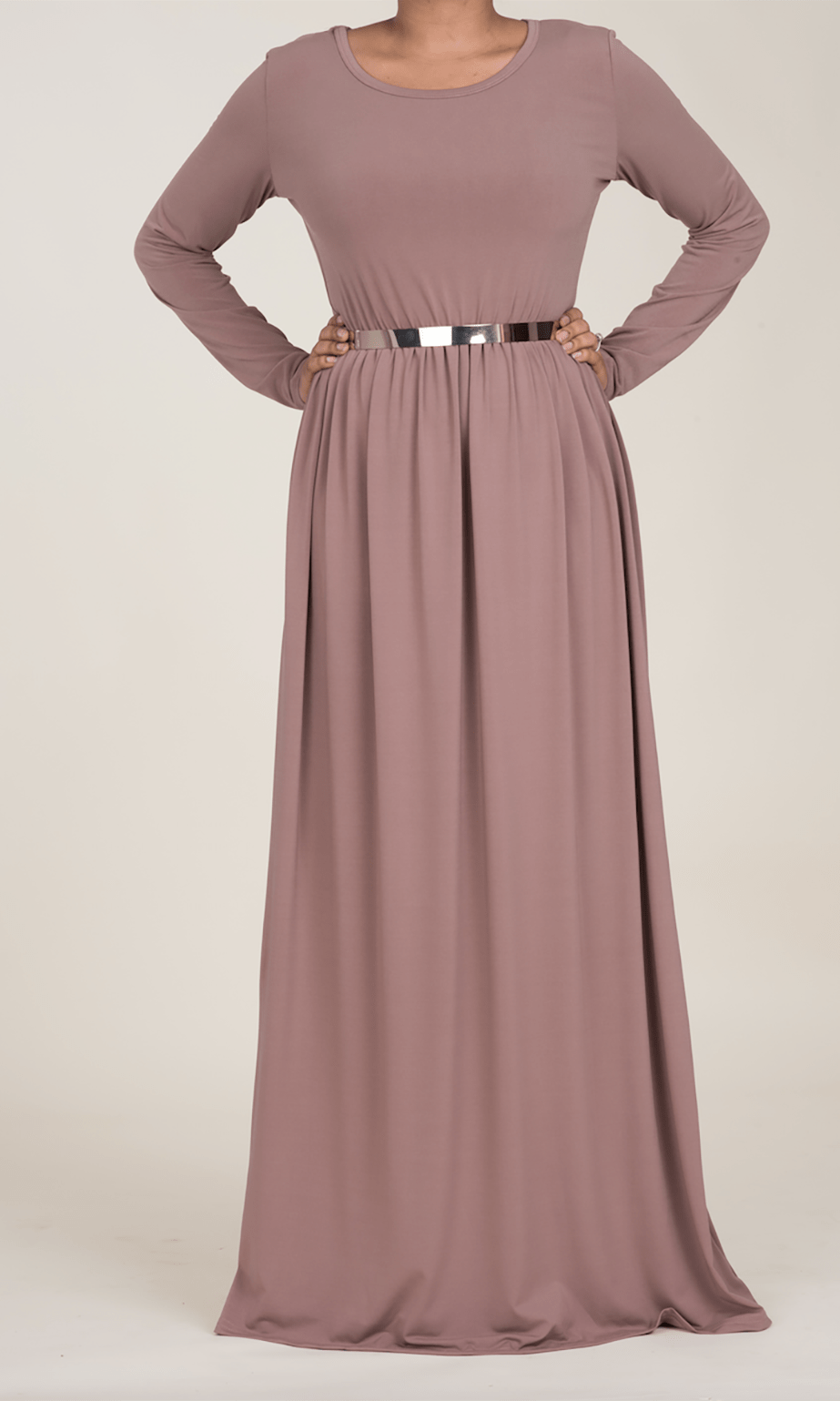 Mauve Milk Silk Maxi Dress / Pockets Kabayare