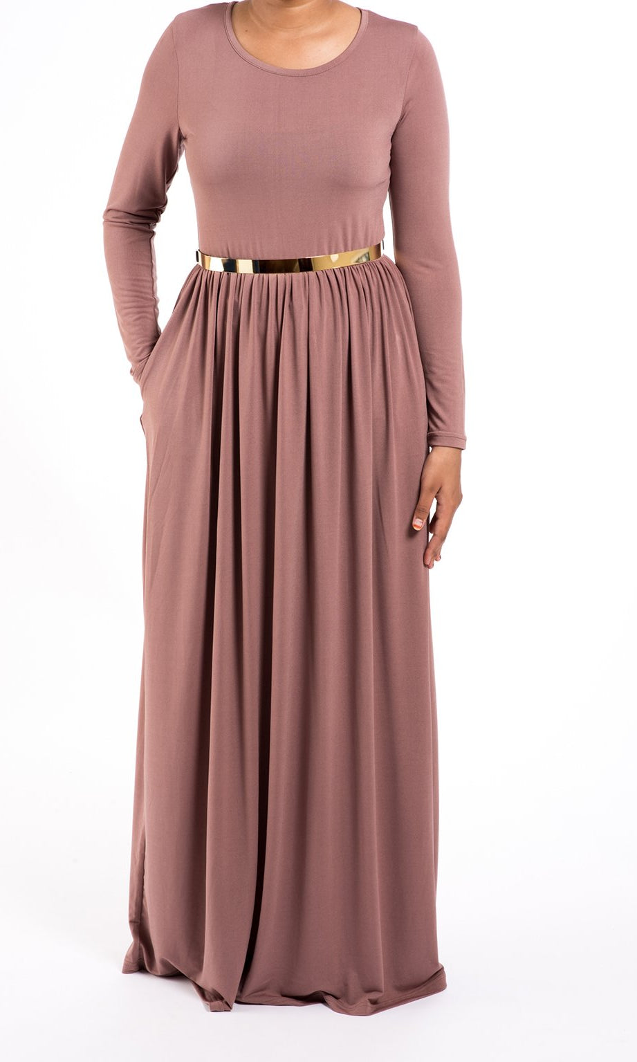 Mauve Milk Silk Maxi Dress / Pockets Kabayare