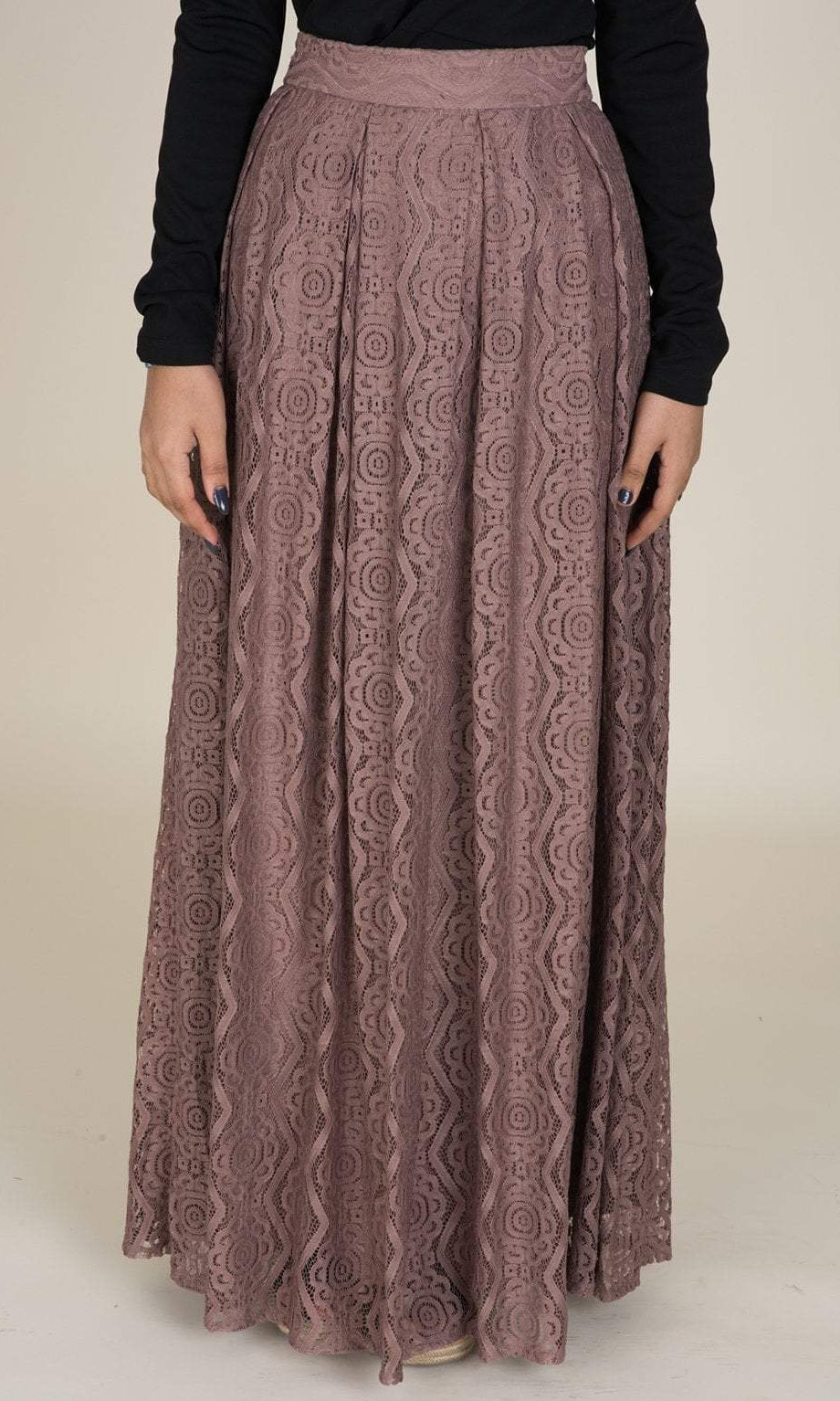 Mauve Pattern Lace Maxi Skirt Kabayare
