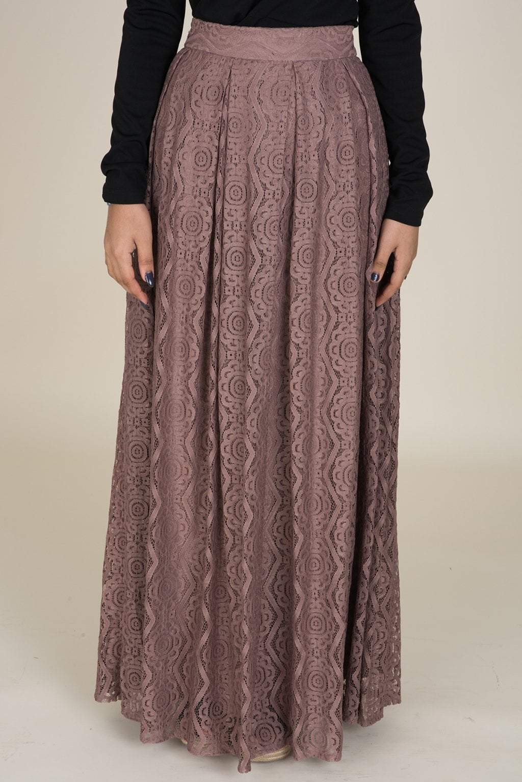 Mauve Pattern Lace Maxi Skirt Kabayare