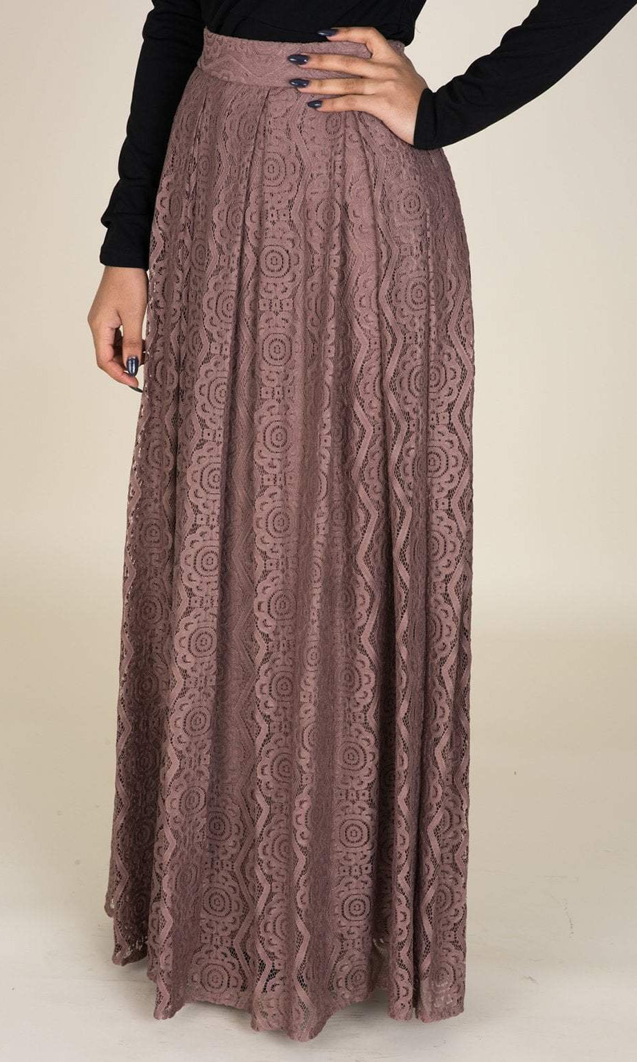 Mauve Pattern Lace Maxi Skirt Kabayare