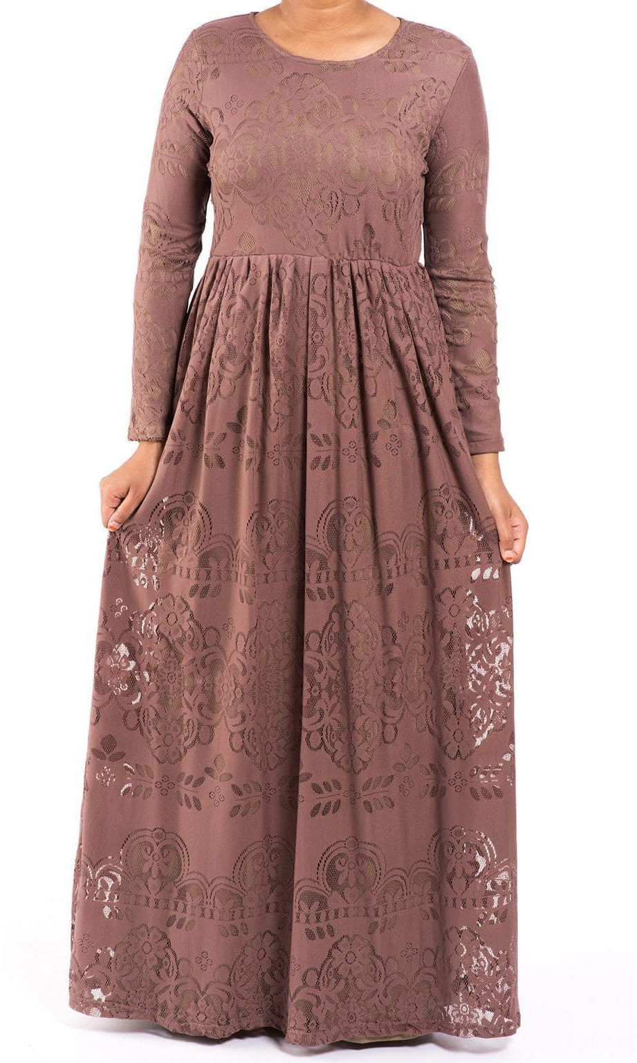 mauve Sweetheart Lace Maxi Dress Kabayare
