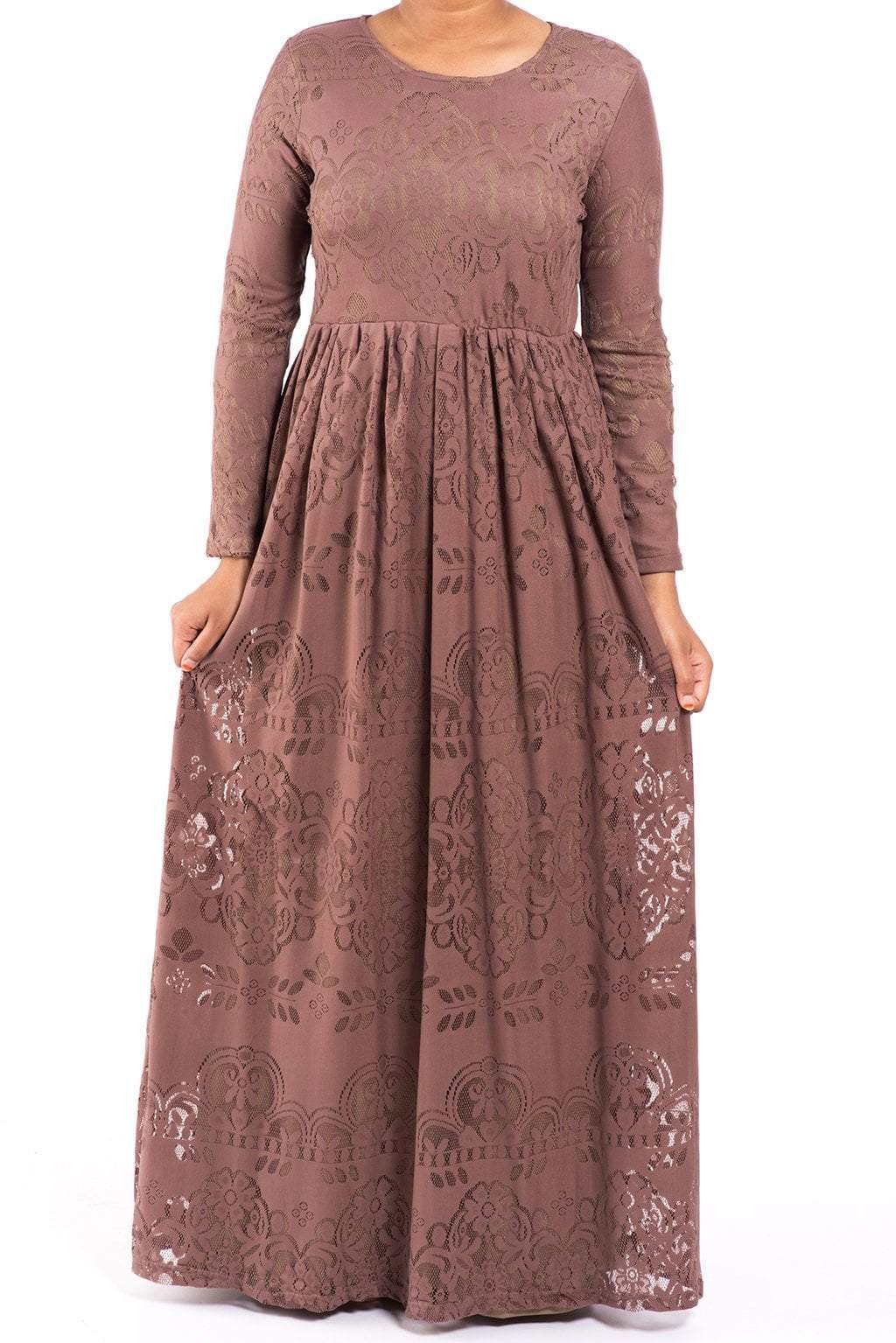 mauve Sweetheart Lace Maxi Dress Kabayare
