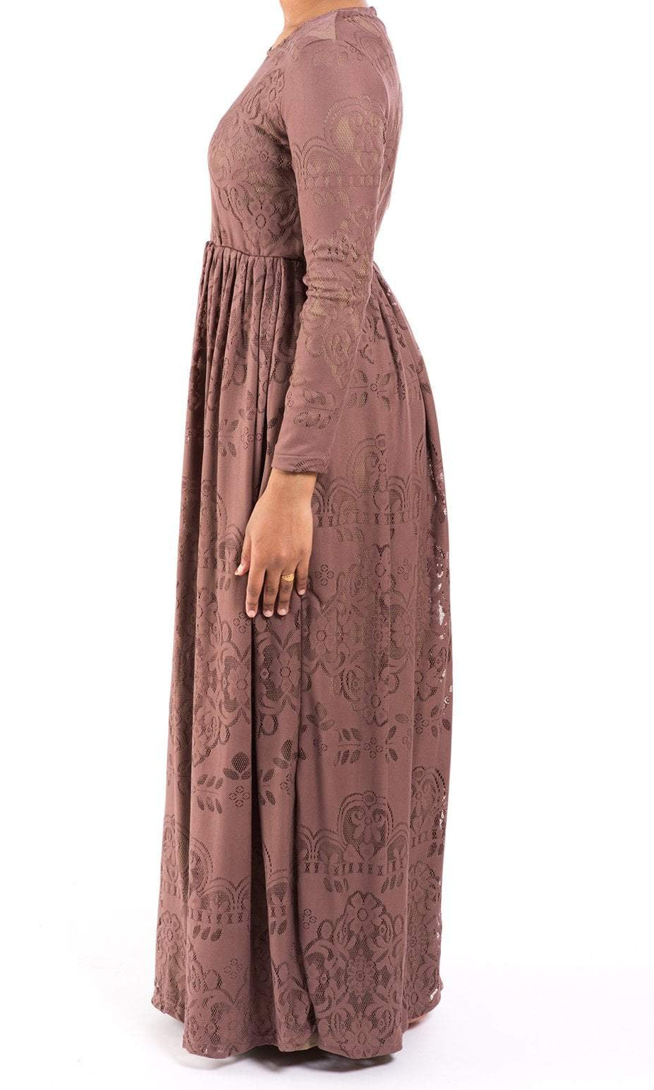 mauve Sweetheart Lace Maxi Dress Kabayare