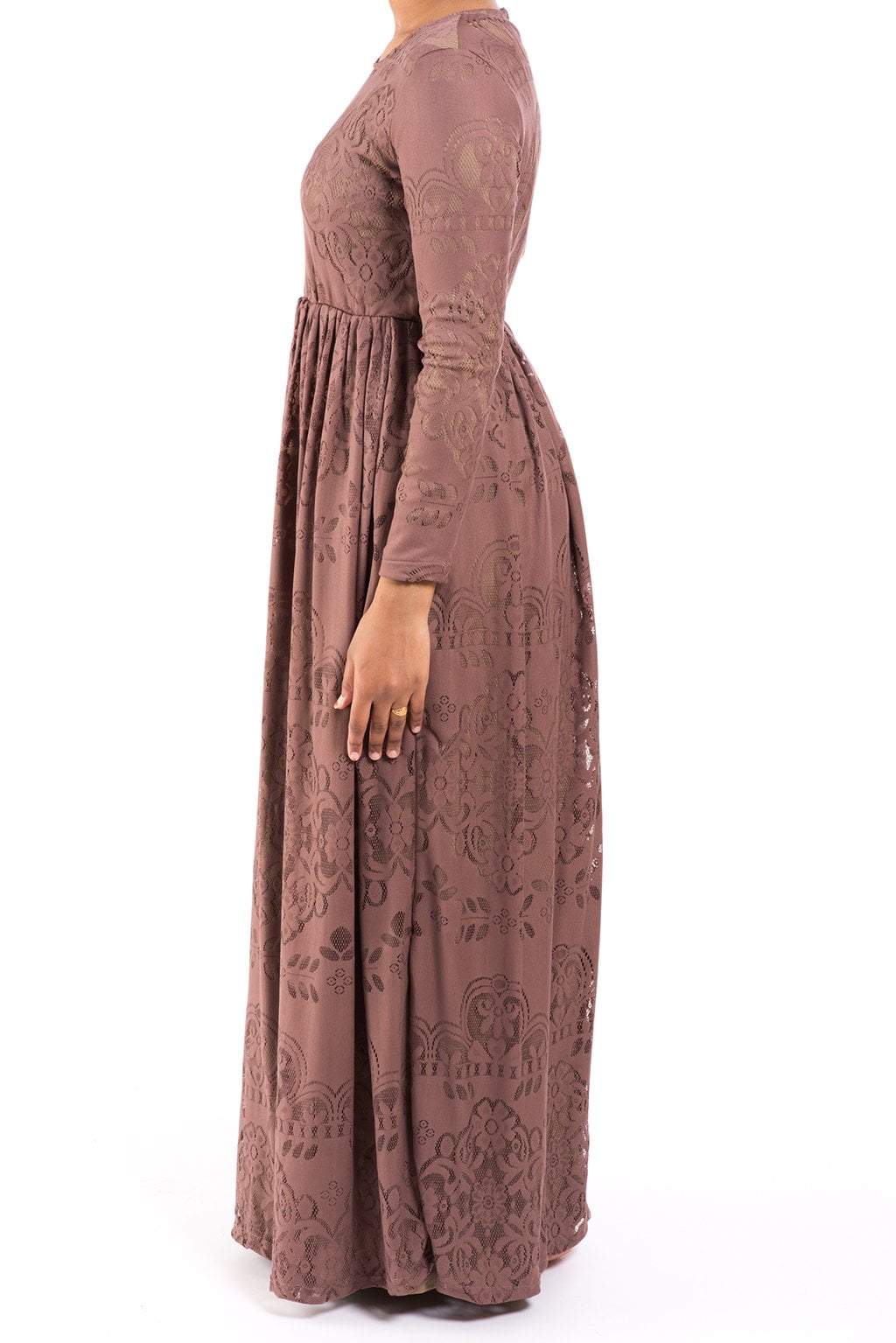 mauve Sweetheart Lace Maxi Dress Kabayare