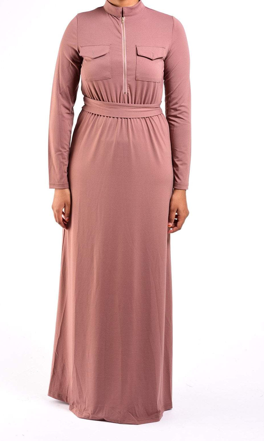 Mauve Zipper Front Maxi Dress Kabayare