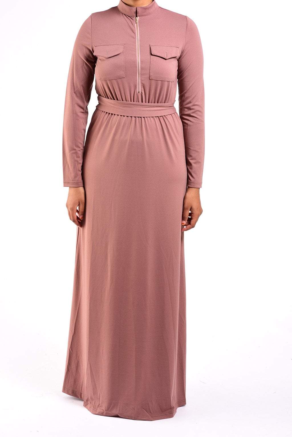 Mauve Zipper Front Maxi Dress Kabayare