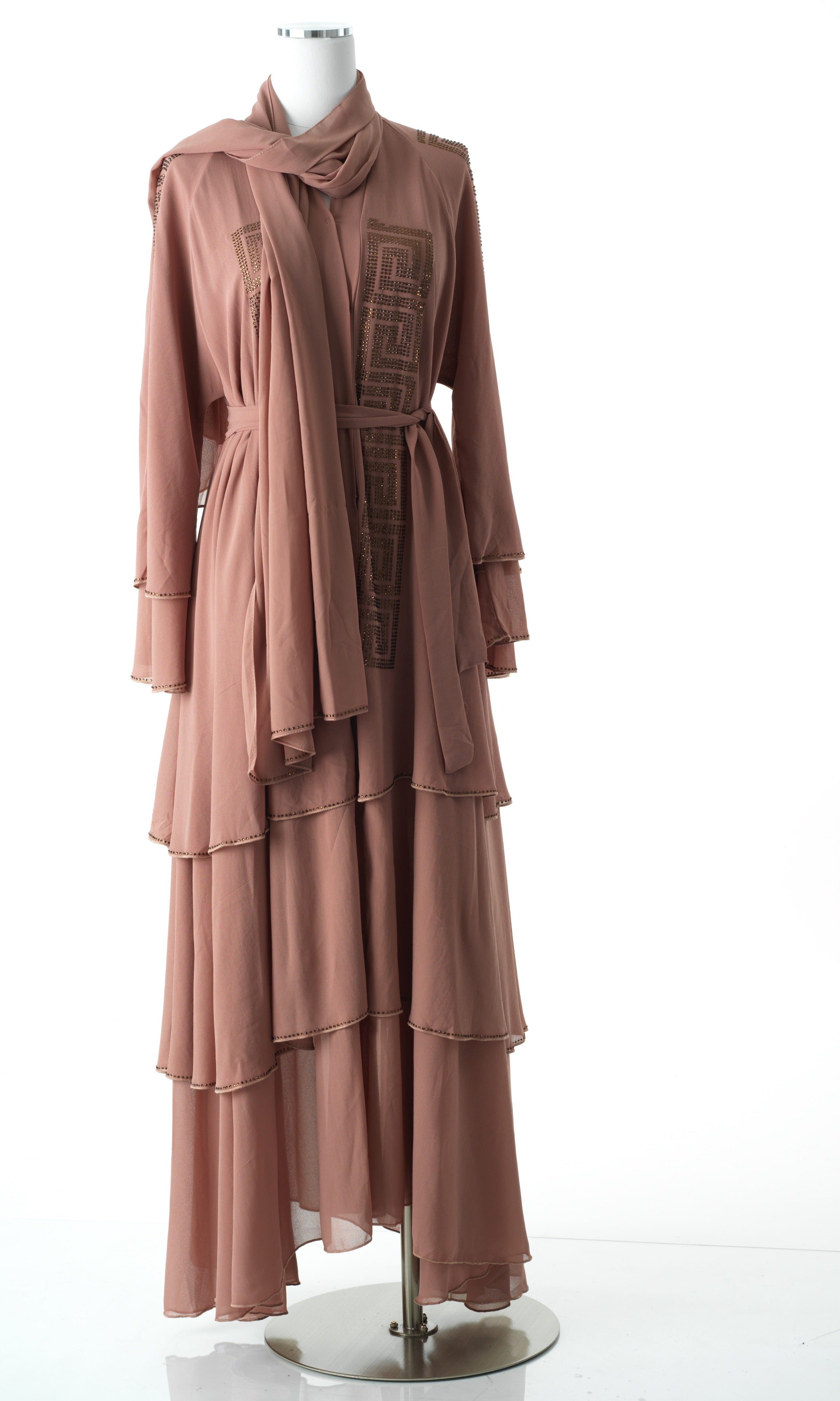 Maze crystal tiered abaya Kabayare