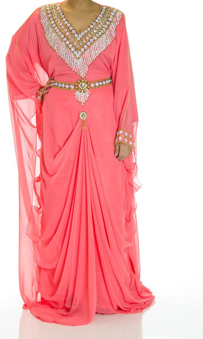 Mellow Coral Swarovski Kaftan Kabayare