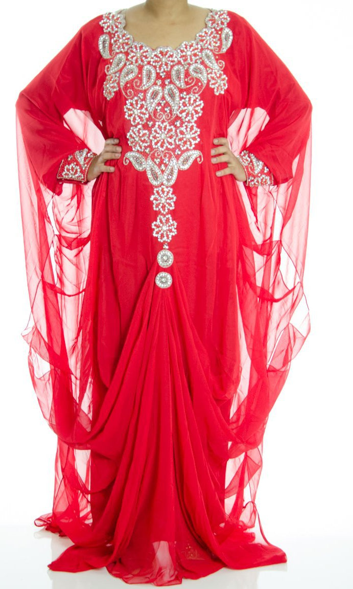 Mellow Red Swarovski Kaftan Kabayare