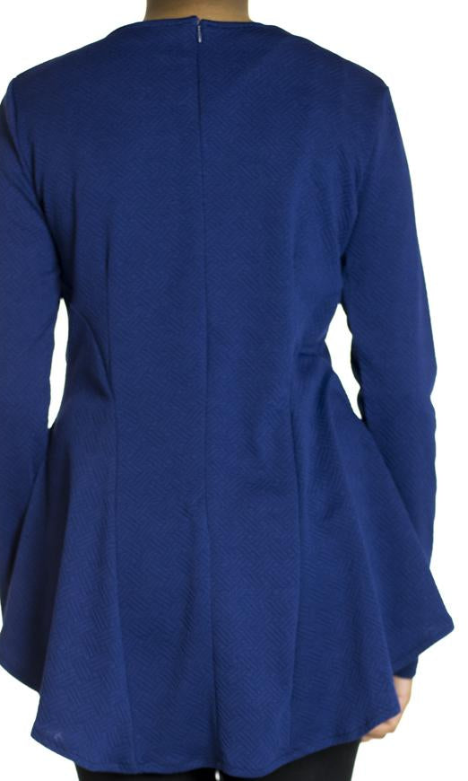 Midnight Blue Hi-low Peplum Top Kabayare