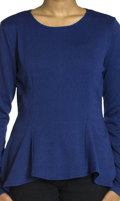 Midnight Blue Hi-low Peplum Top Kabayare