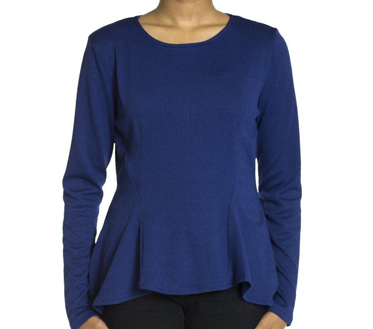 Midnight Blue Hi-low Peplum Top Kabayare
