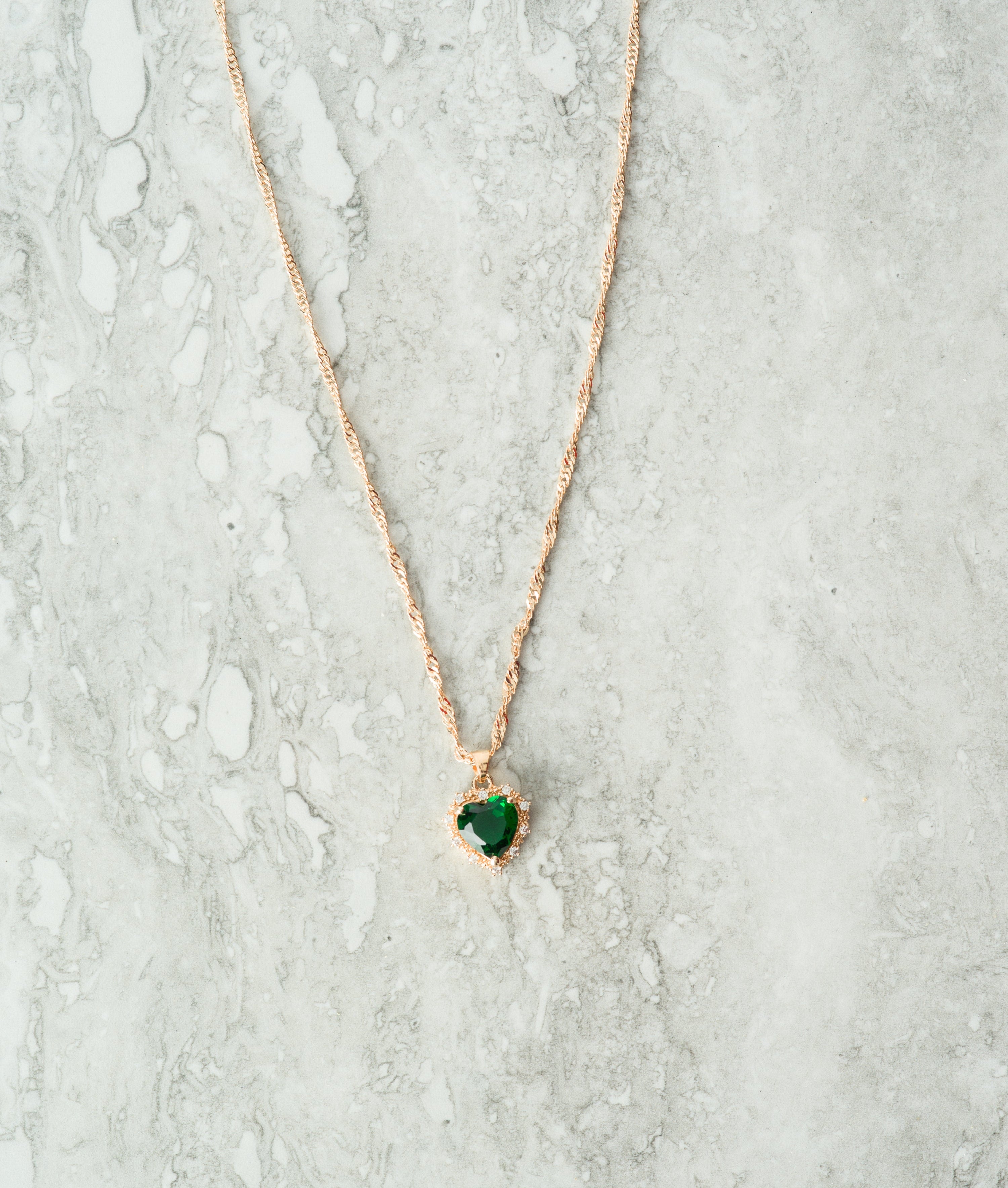 Mini heart Luxe Stones Pendant Necklaces Kabayare
