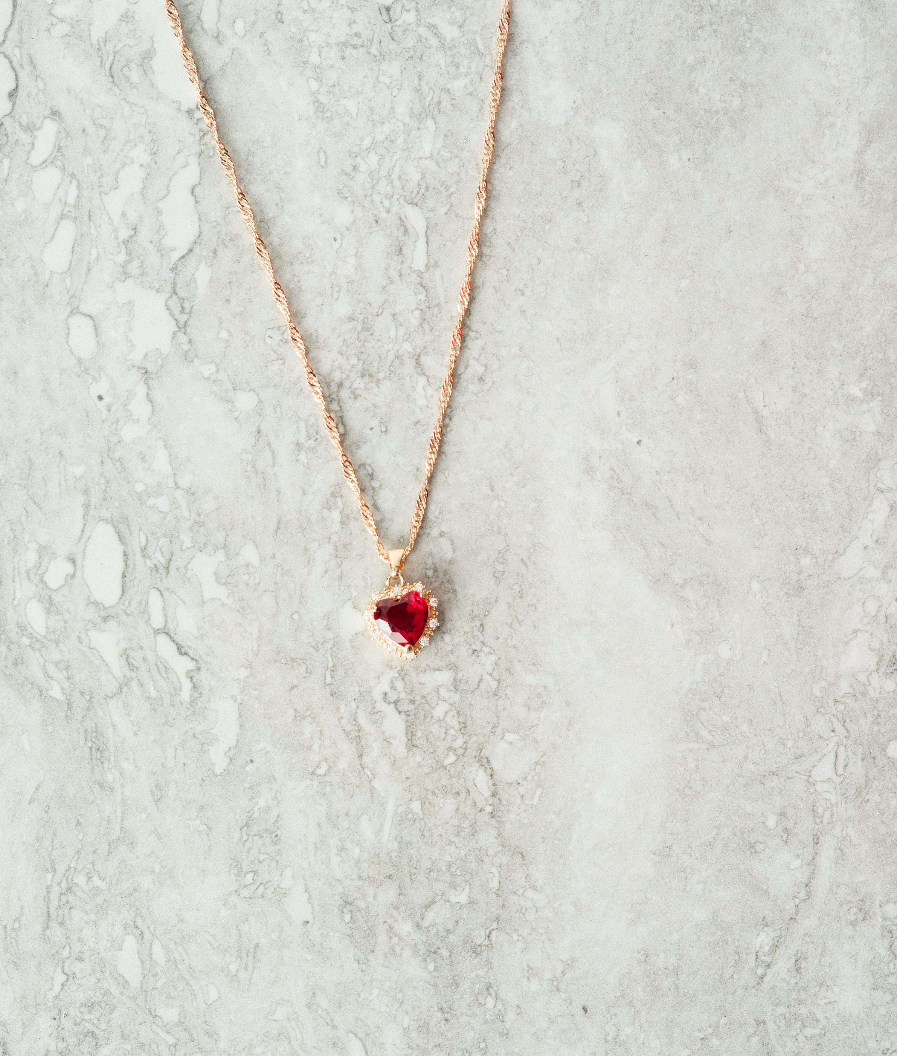 Mini heart Luxe Stones Pendant Necklaces Kabayare