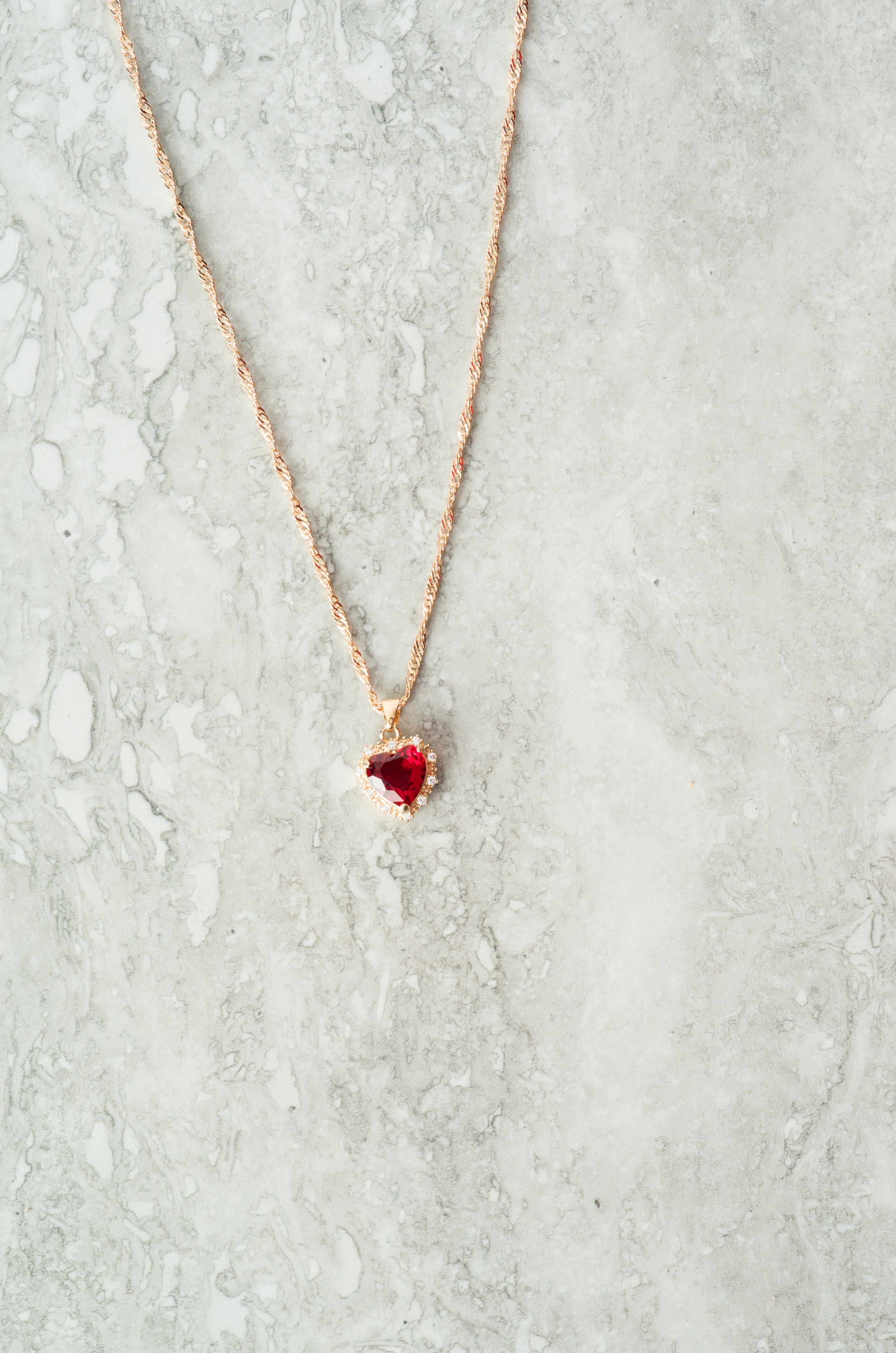 Mini heart Luxe Stones Pendant Necklaces Kabayare