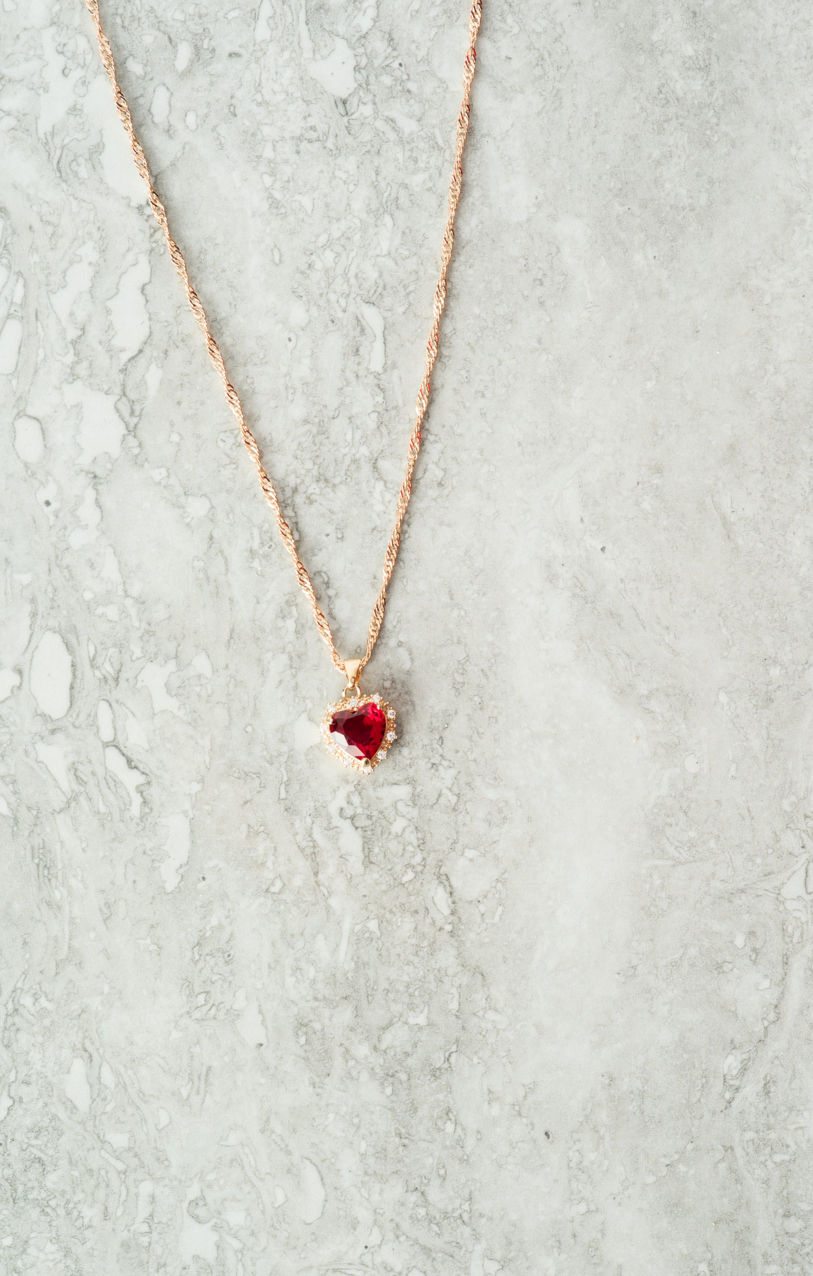 Mini heart Luxe Stones Pendant Necklaces Kabayare