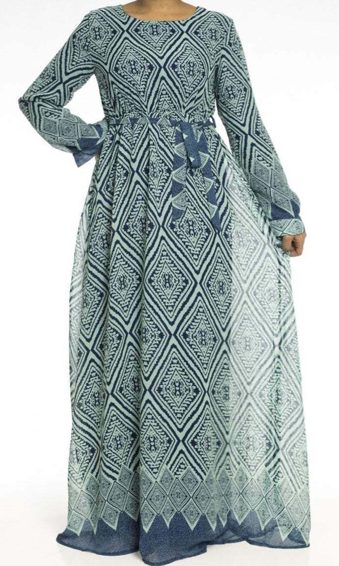 Mint aztec print chiffon dress Kabayare