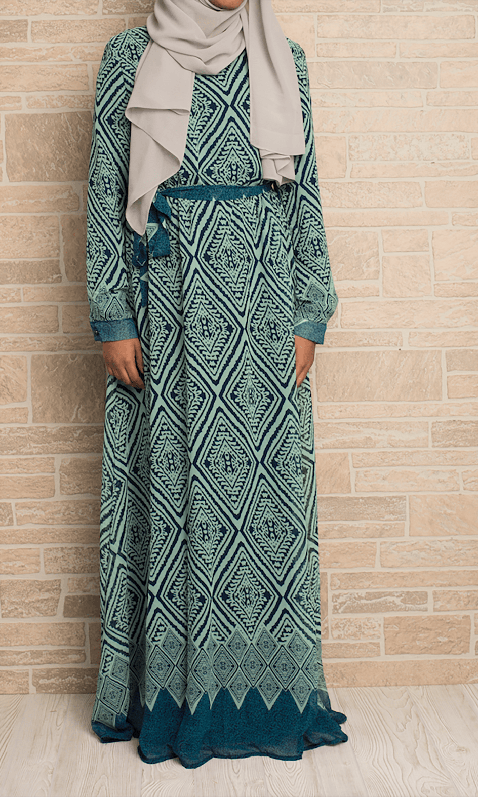 Mint aztec print chiffon dress Kabayare