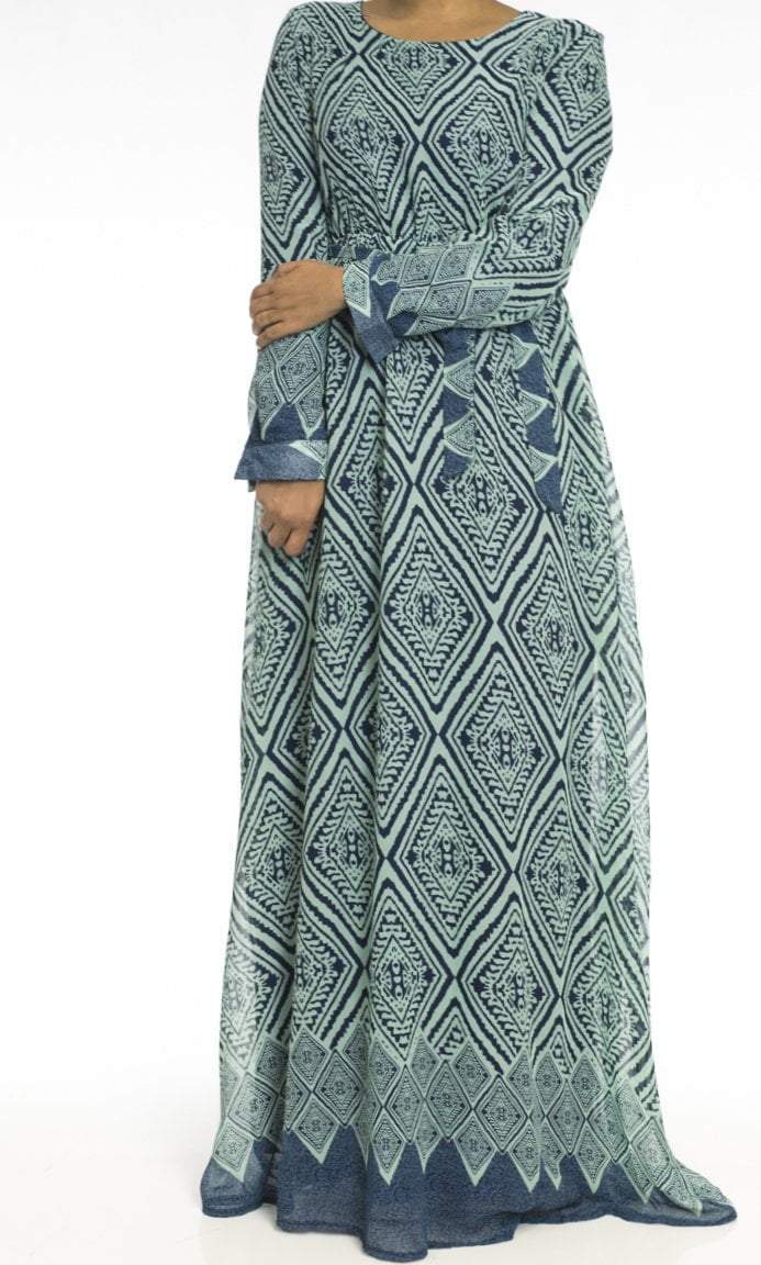 Mint aztec print chiffon dress Kabayare