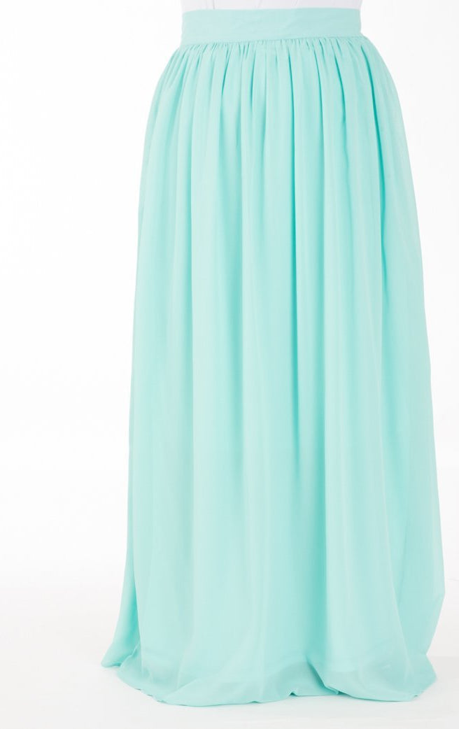 Mint basic chiffon Maxi Skirt Kabayare
