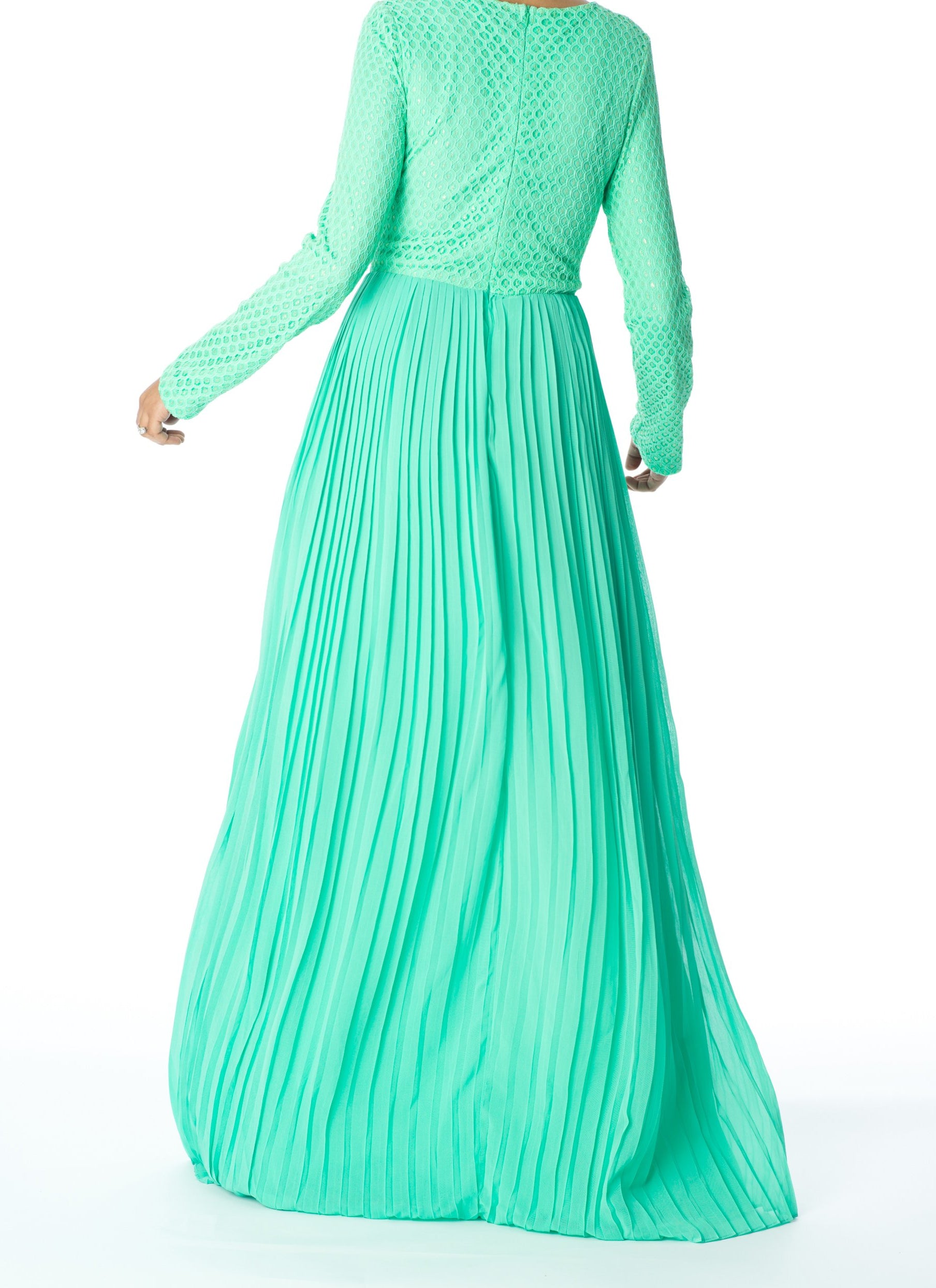 Mint Golden Pleated Maxi Dress Kabayare