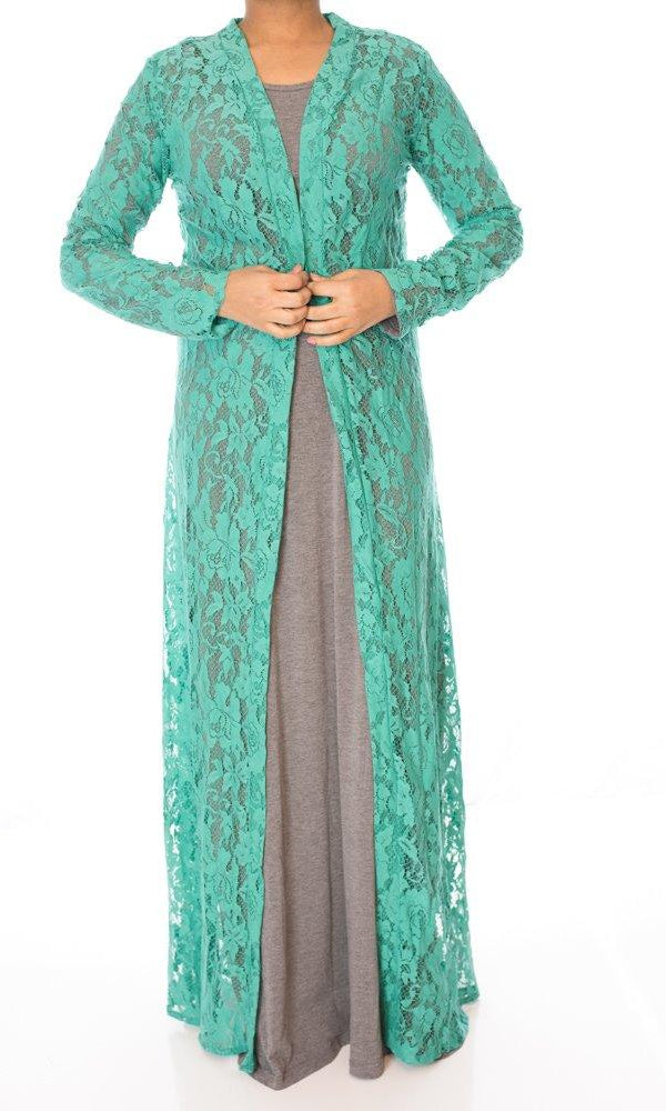Mint Lace Maxi Cardigan Kabayare