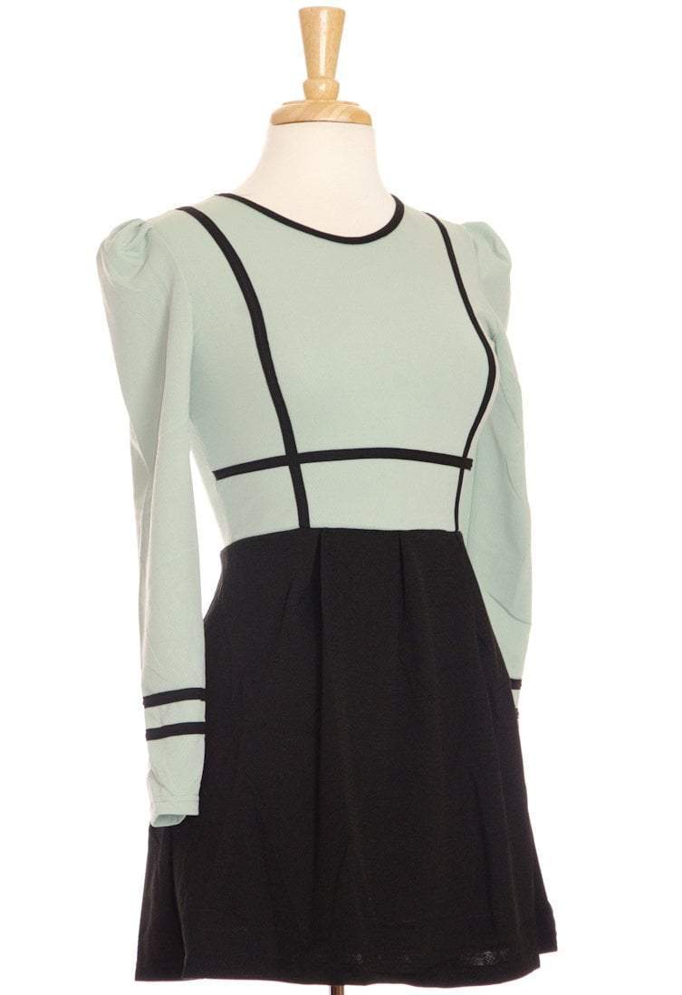 Mint Piped Colorblock Top Kabayare