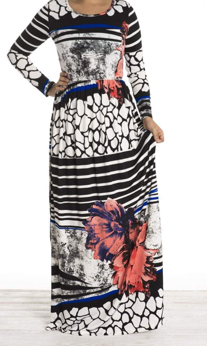 mixed Print maxi dress Kabayare