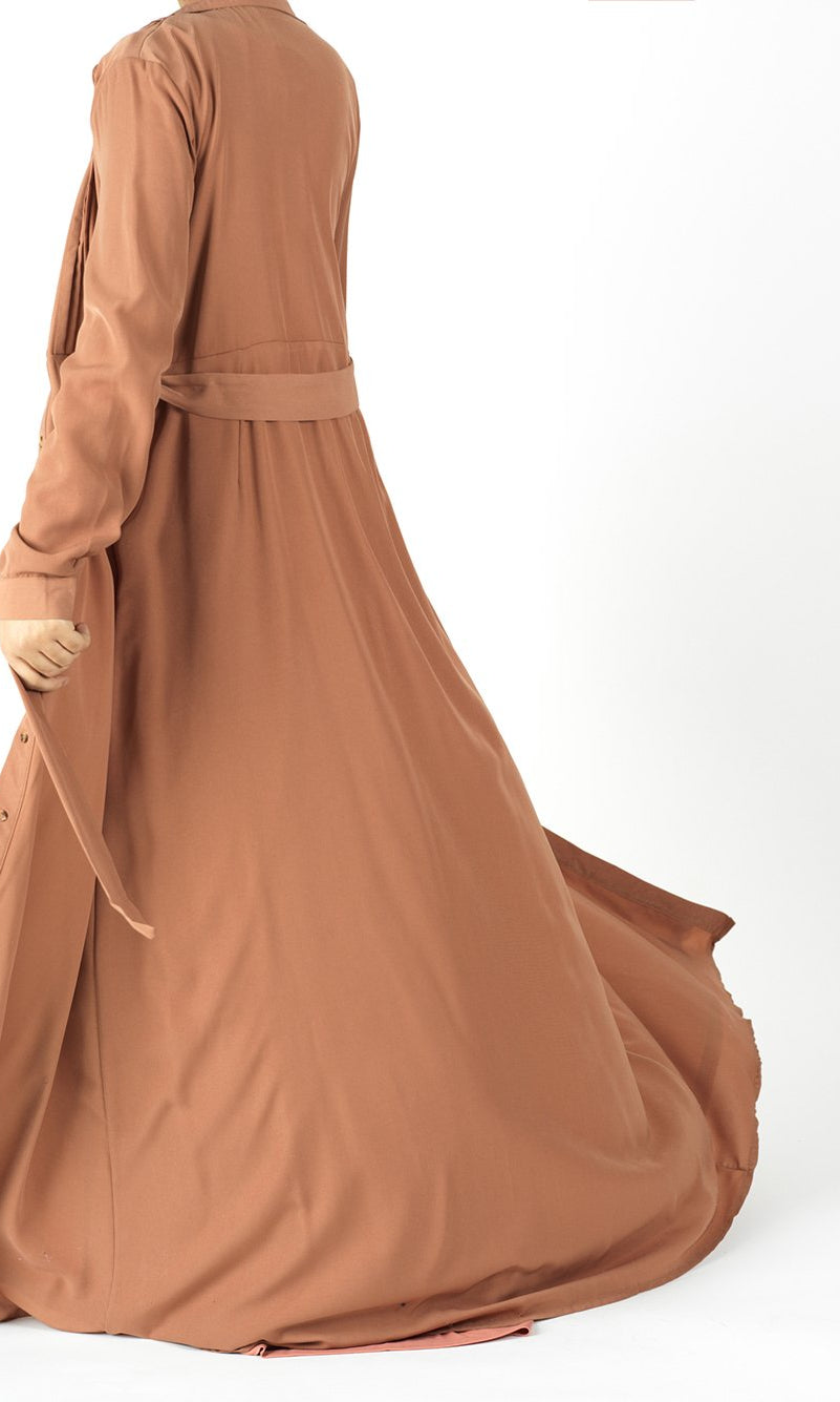 Mocha Button-Down Maxi cardigan Kabayare