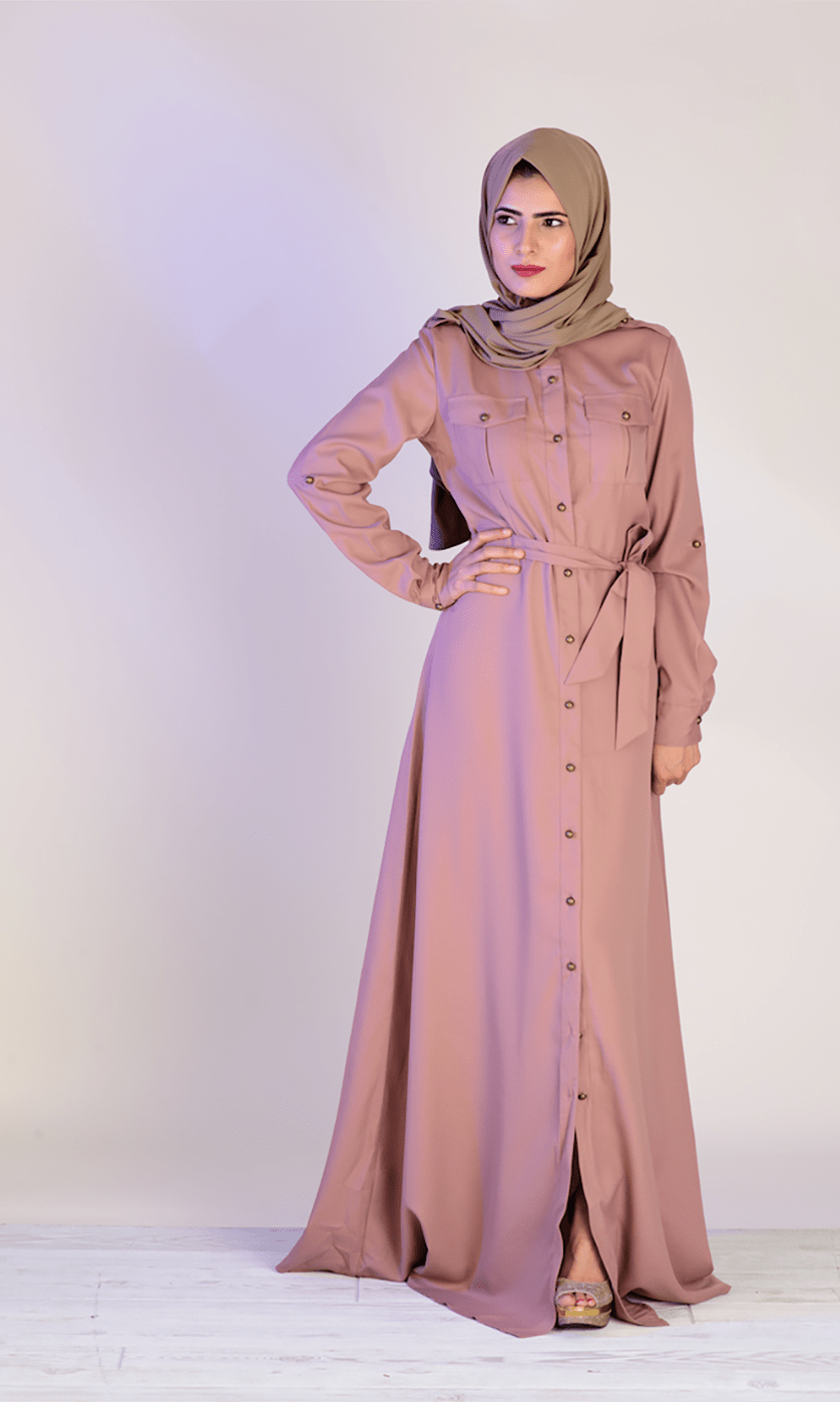 Mocha buttons shirt-dress Kabayare