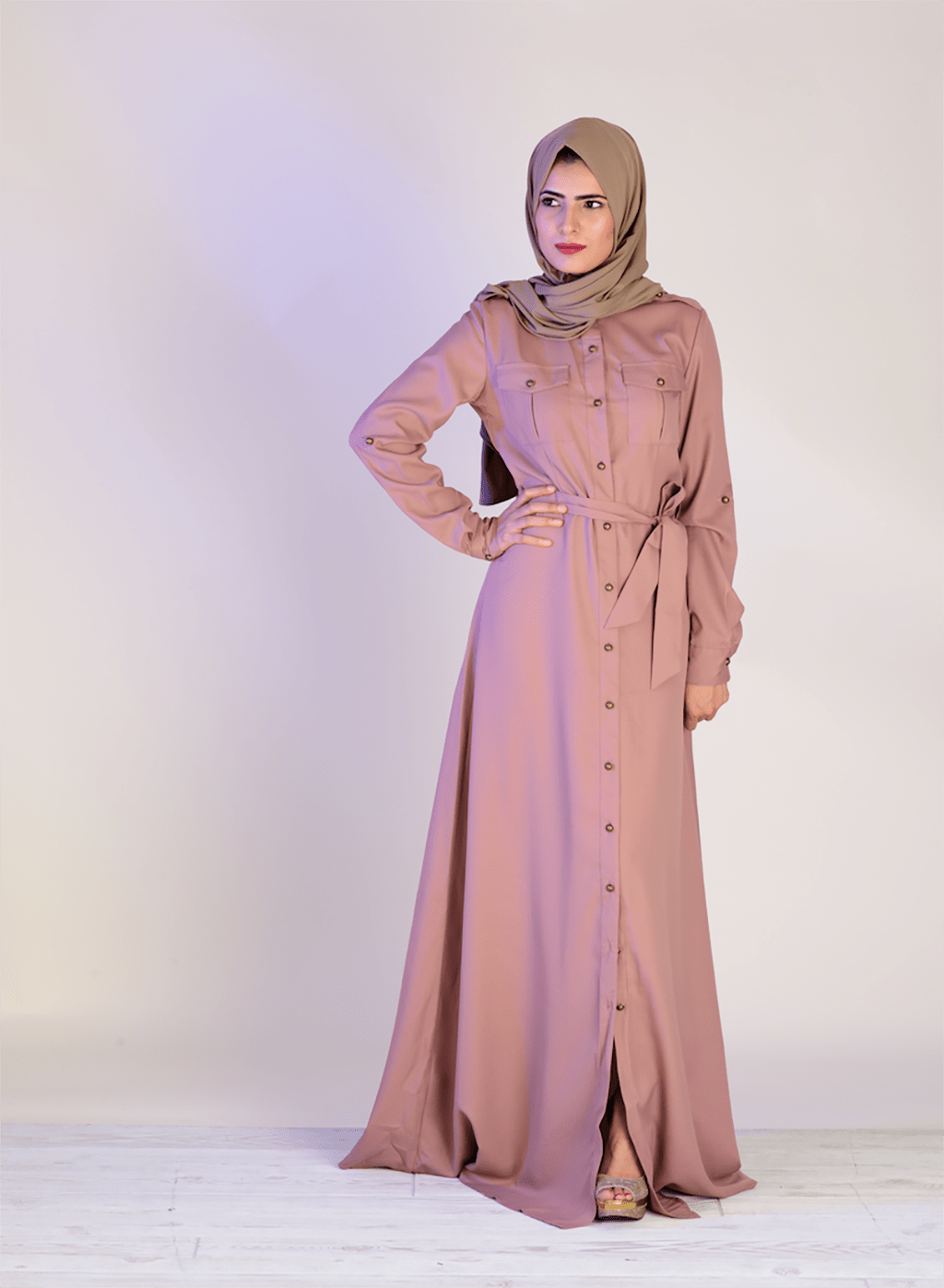 Mocha buttons shirt-dress Kabayare