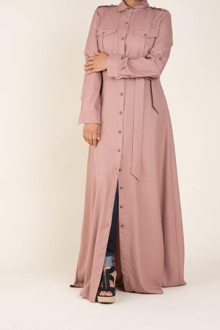 Mocha buttons shirt-dress Kabayare