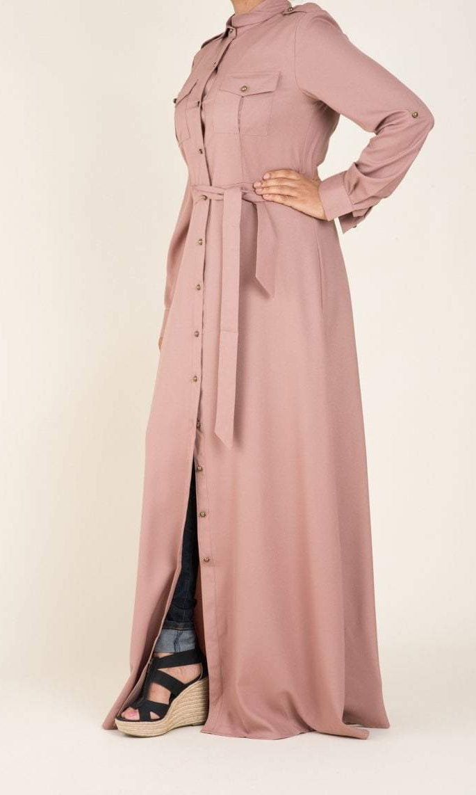 Mocha buttons shirt-dress Kabayare