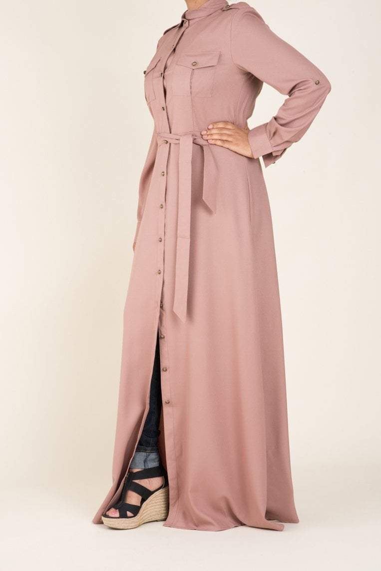 Mocha buttons shirt-dress Kabayare