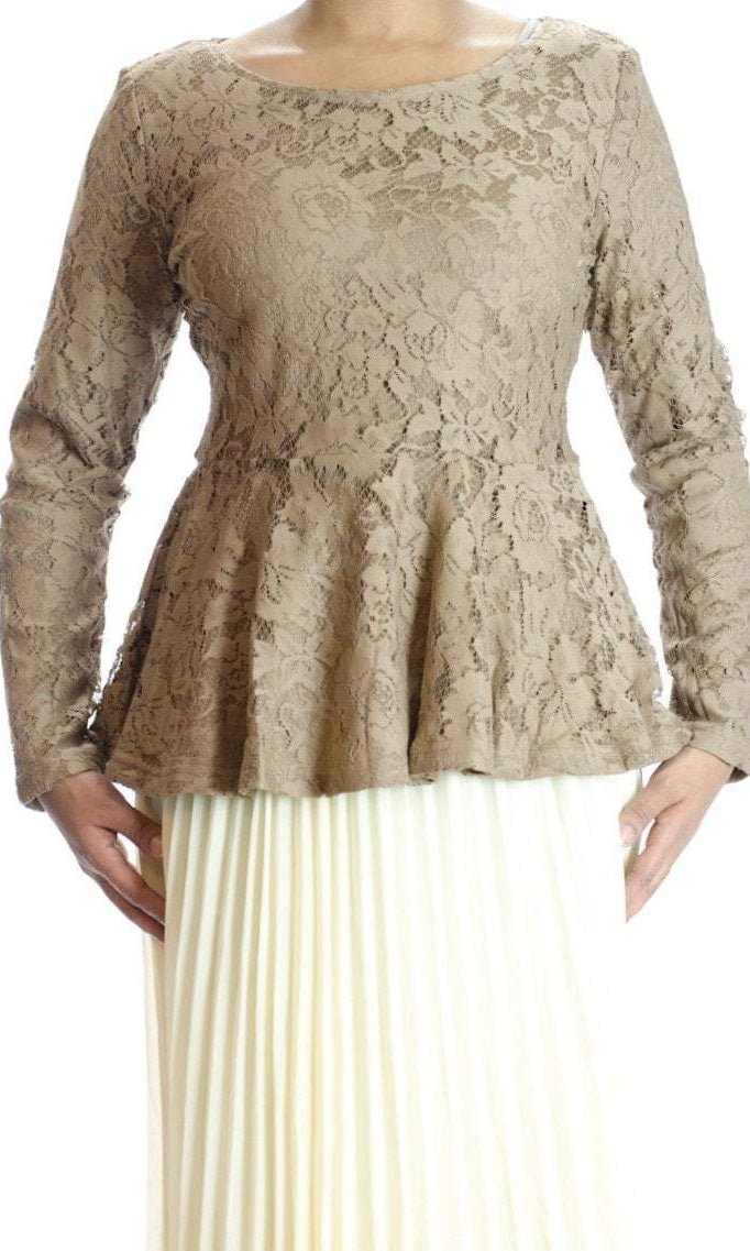 Mocha Lace Peplum Top Kabayare