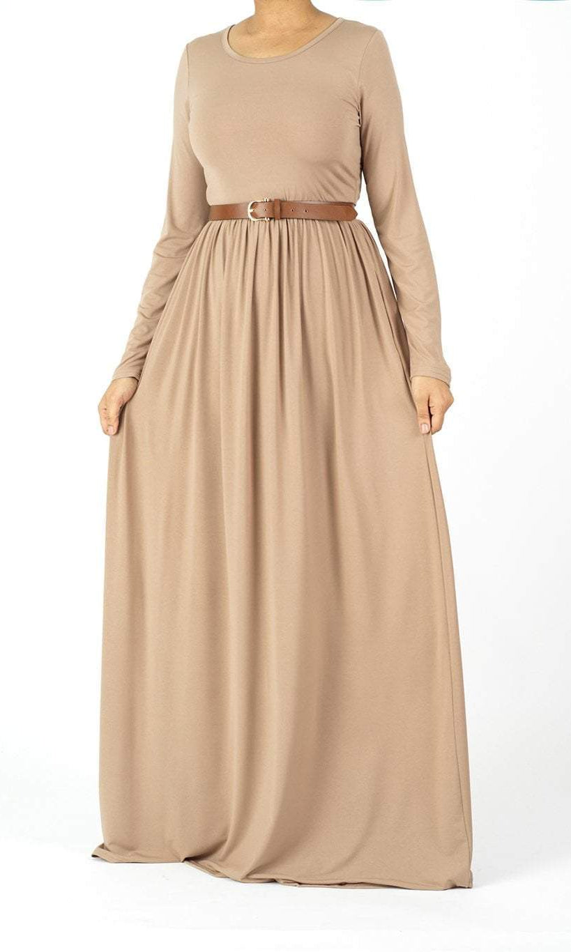 Mocha Milk Silk Maxi Dress (Soft) Kabayare