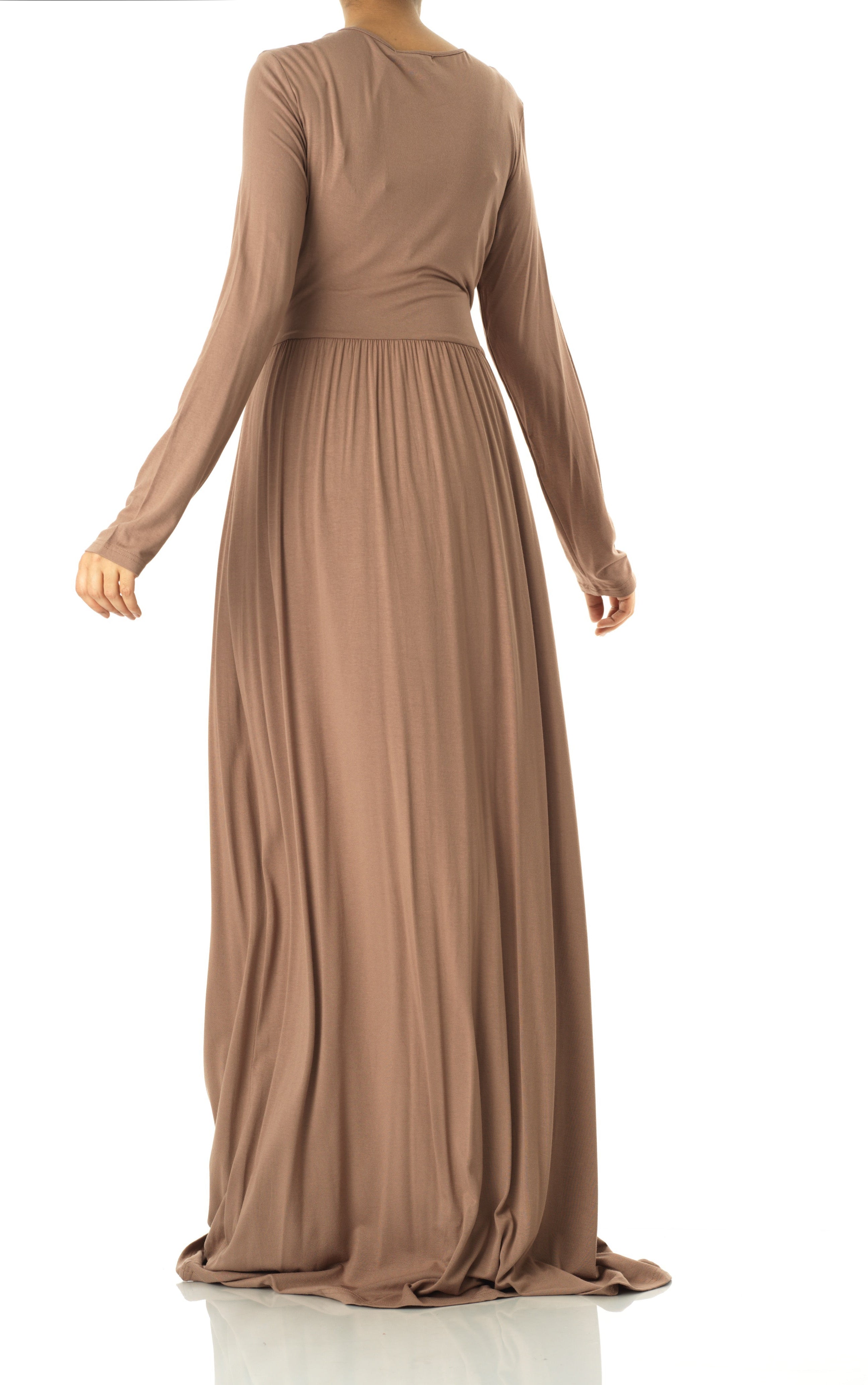Mocha Solid Jersey maxi dress Kabayare
