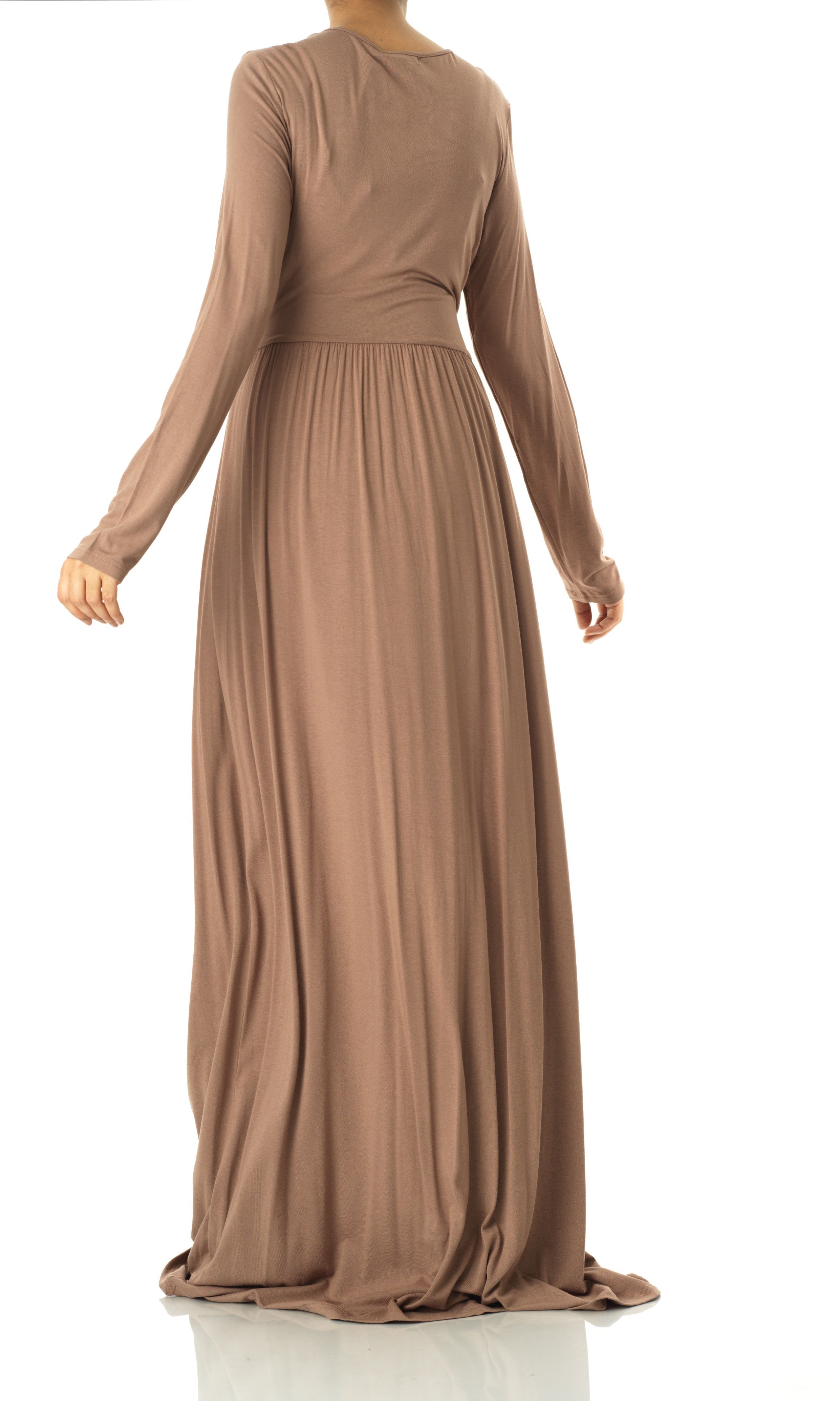 Mocha Solid Jersey maxi dress Kabayare