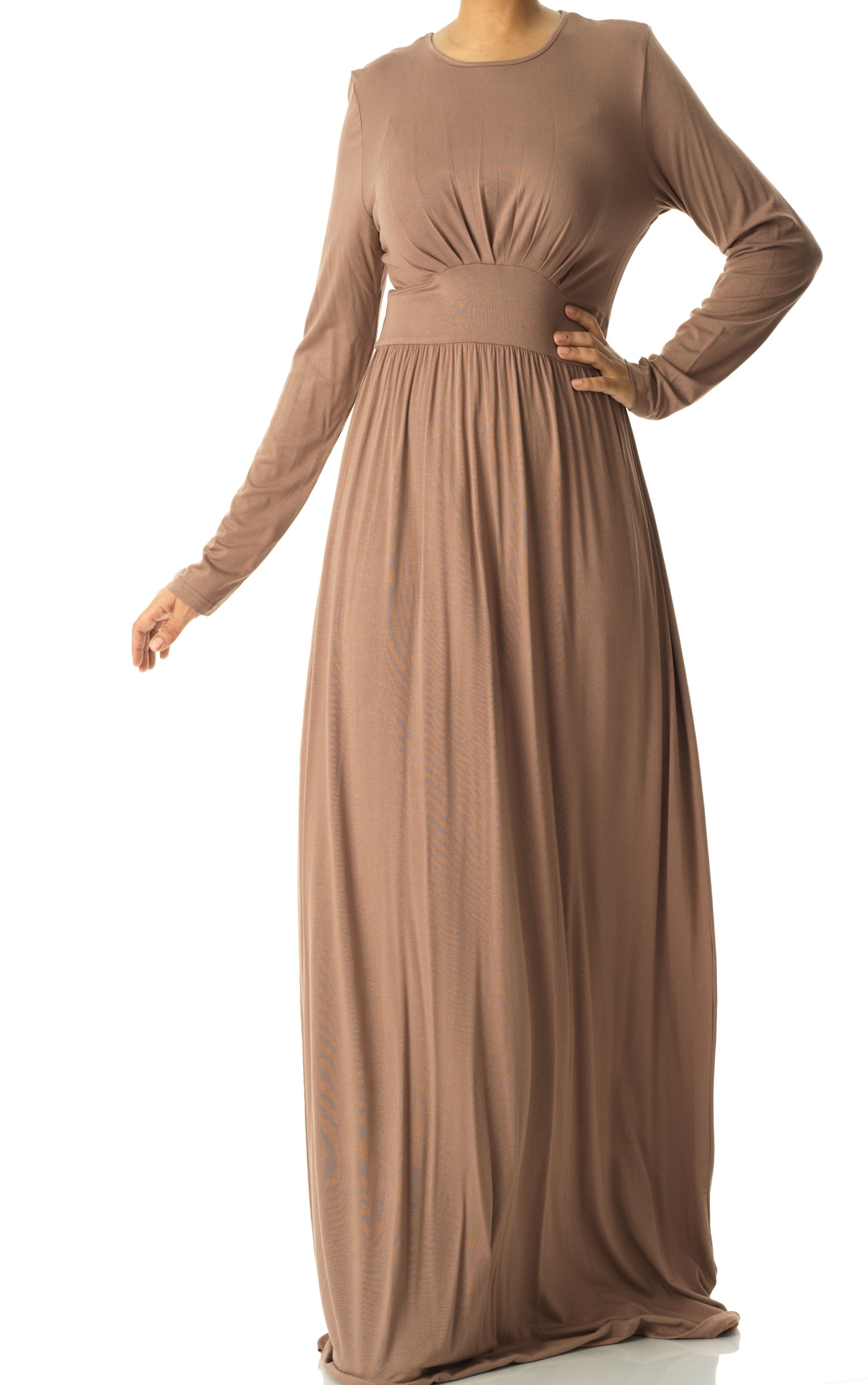 Mocha Solid Jersey maxi dress Kabayare