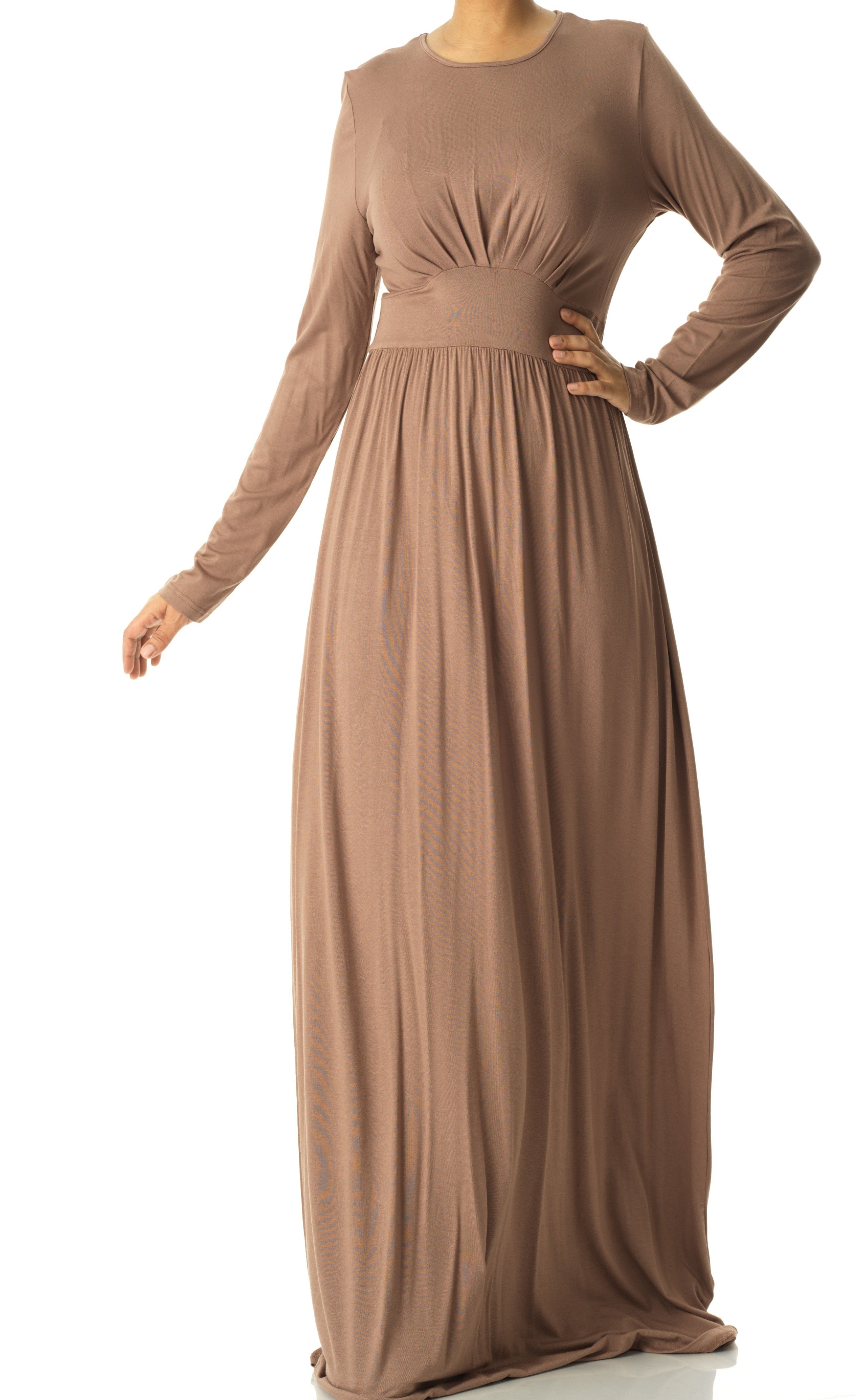 Mocha Solid Jersey maxi dress Kabayare