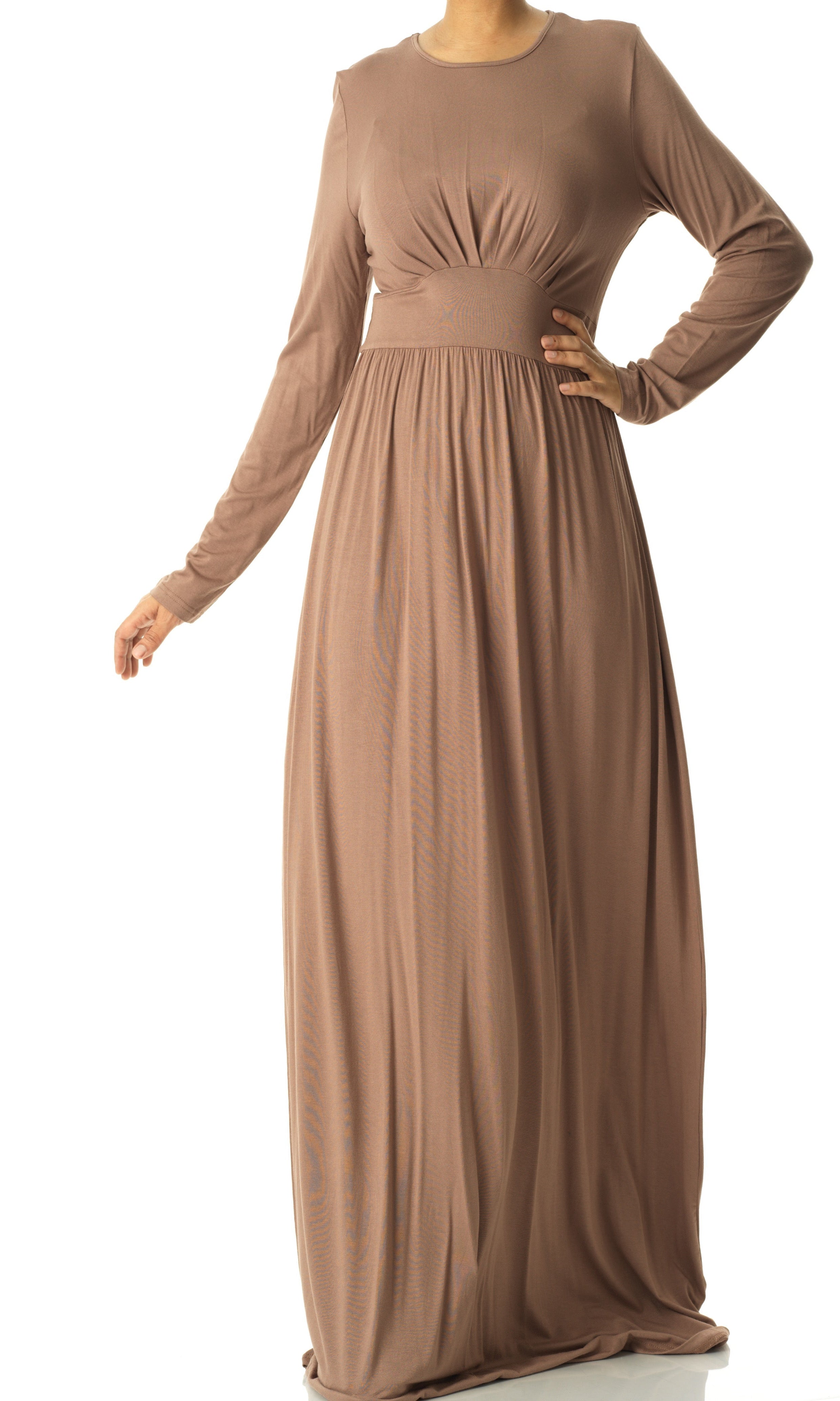 Mocha Solid Jersey maxi dress Kabayare