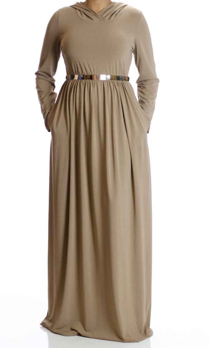 Mocha Urban Hooded Maxi dress Kabayare
