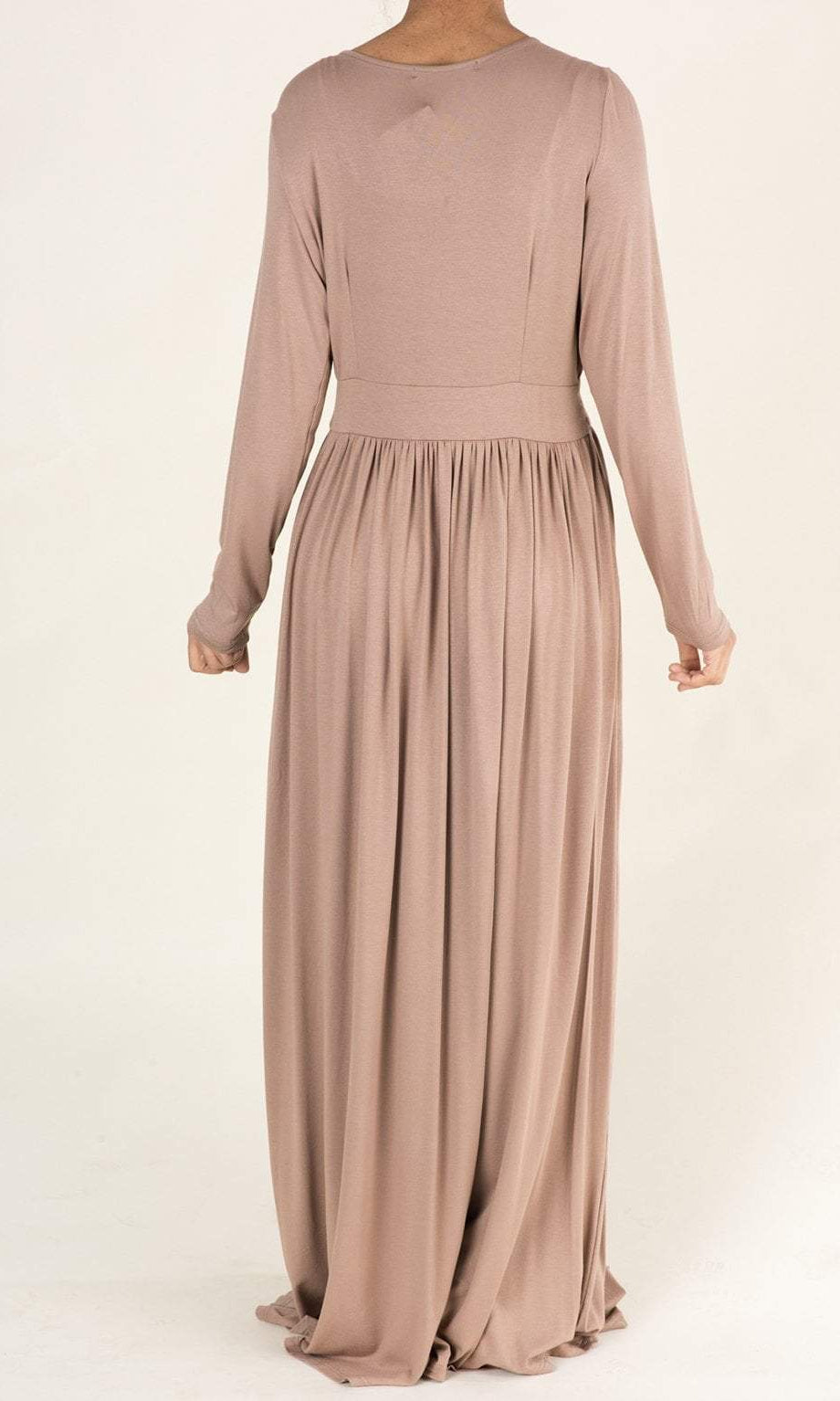 Mocha V-Neck Jersey Maxi Dress Kabayare